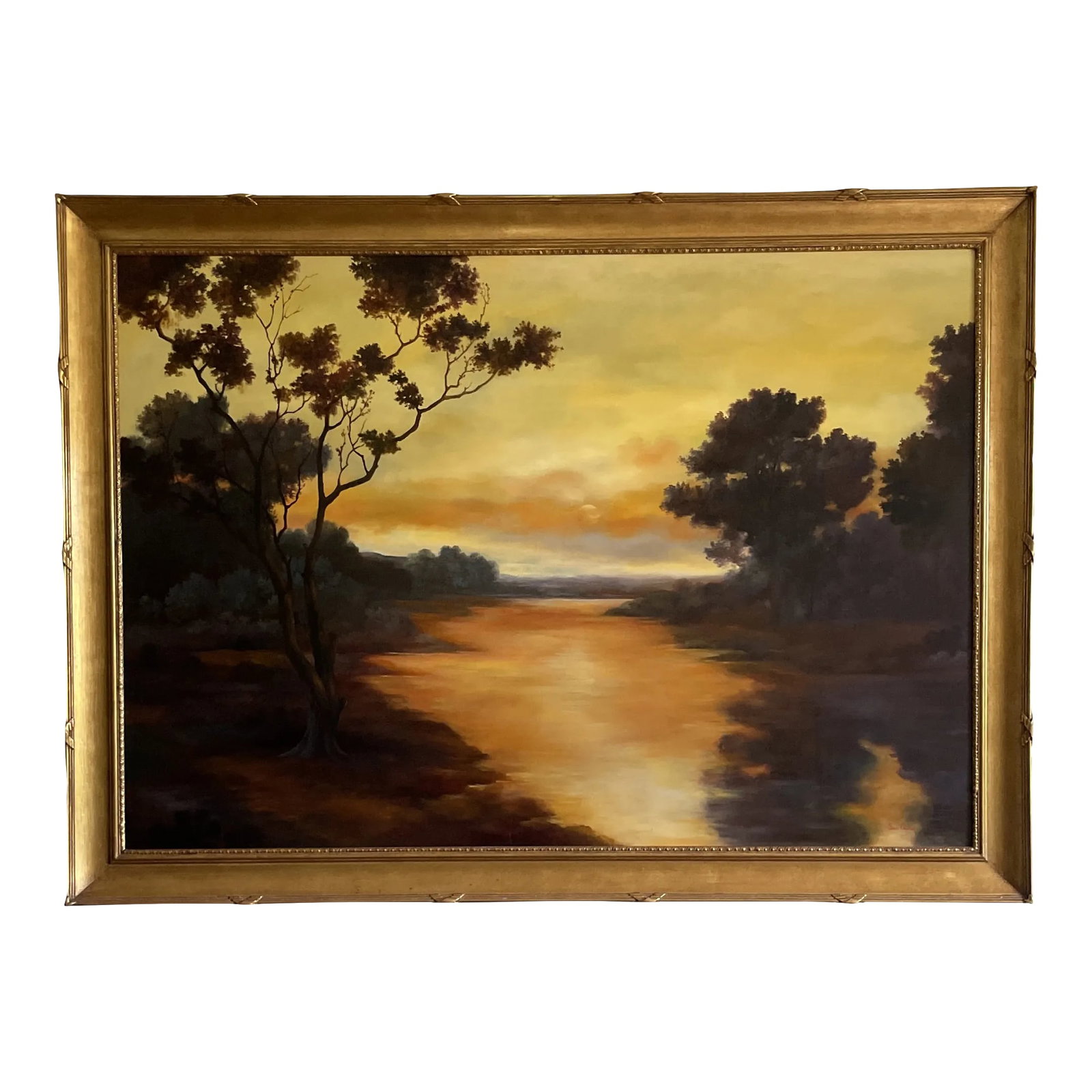 Vintage Barbizon School Style Landscape Oil Painting by Simon Addyman, Framed: Commissioned artwork, Simon Addyman oil on canvas. "Barbizon School" landscape. Unframed measurements. 60 inches wide by 42 inches high. Condition: Alterations: Original Condition Unaltered