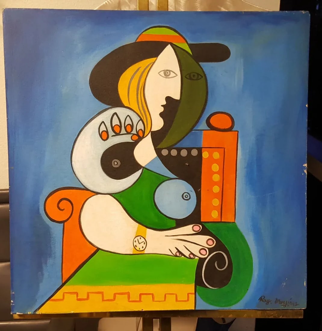 1930s Ray Martinez "Woman With Watch" Cubist Portrait Painting - 13