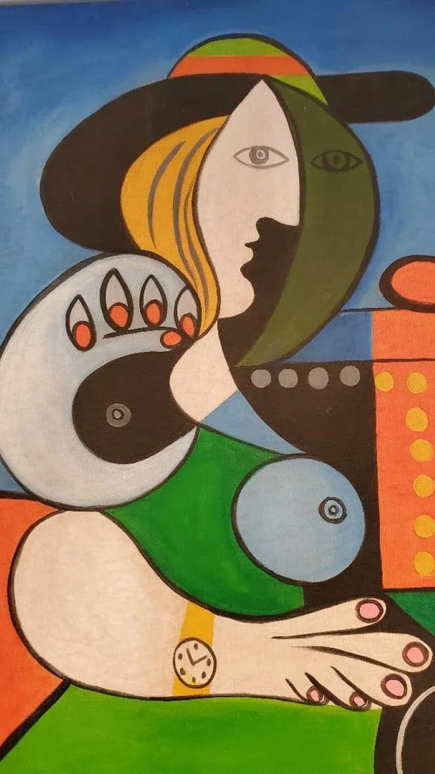 1930s Ray Martinez "Woman With Watch" Cubist Portrait Painting - 5
