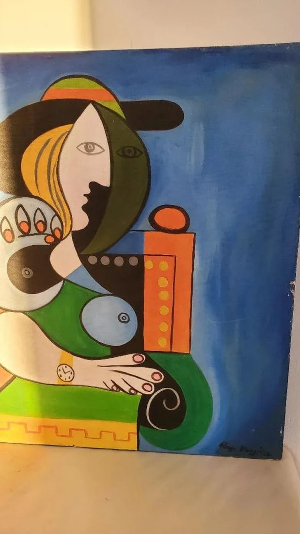 1930s Ray Martinez "Woman With Watch" Cubist Portrait Painting - 6