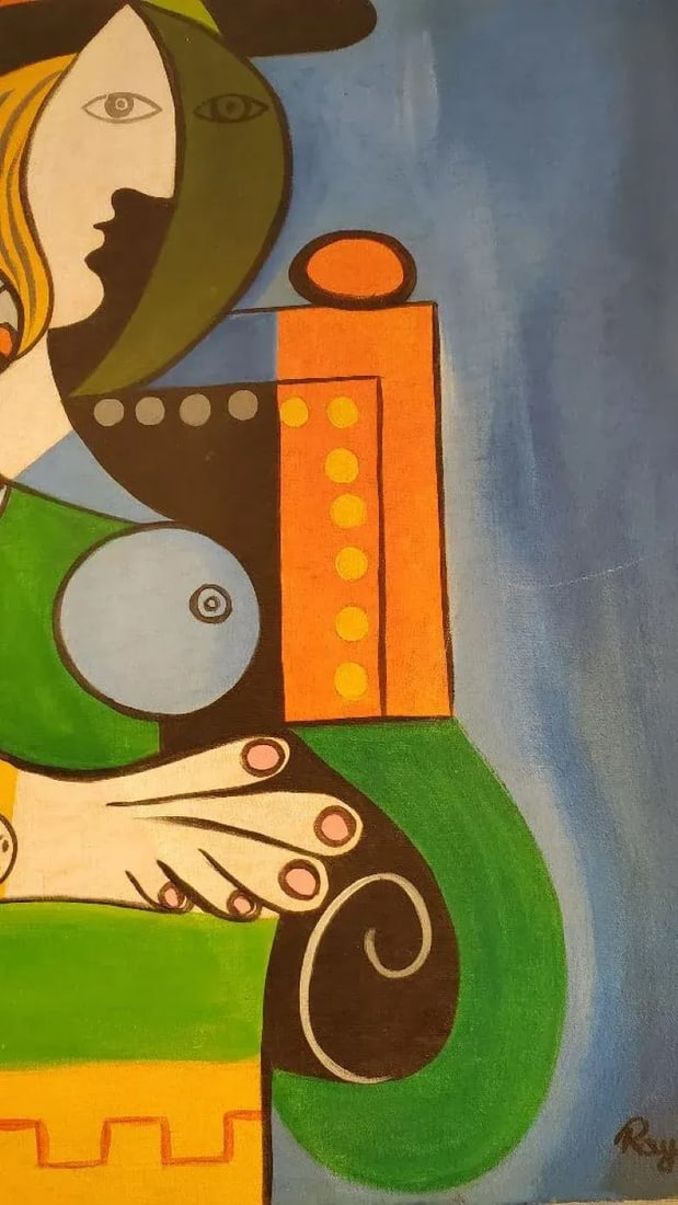1930s Ray Martinez "Woman With Watch" Cubist Portrait Painting - 9