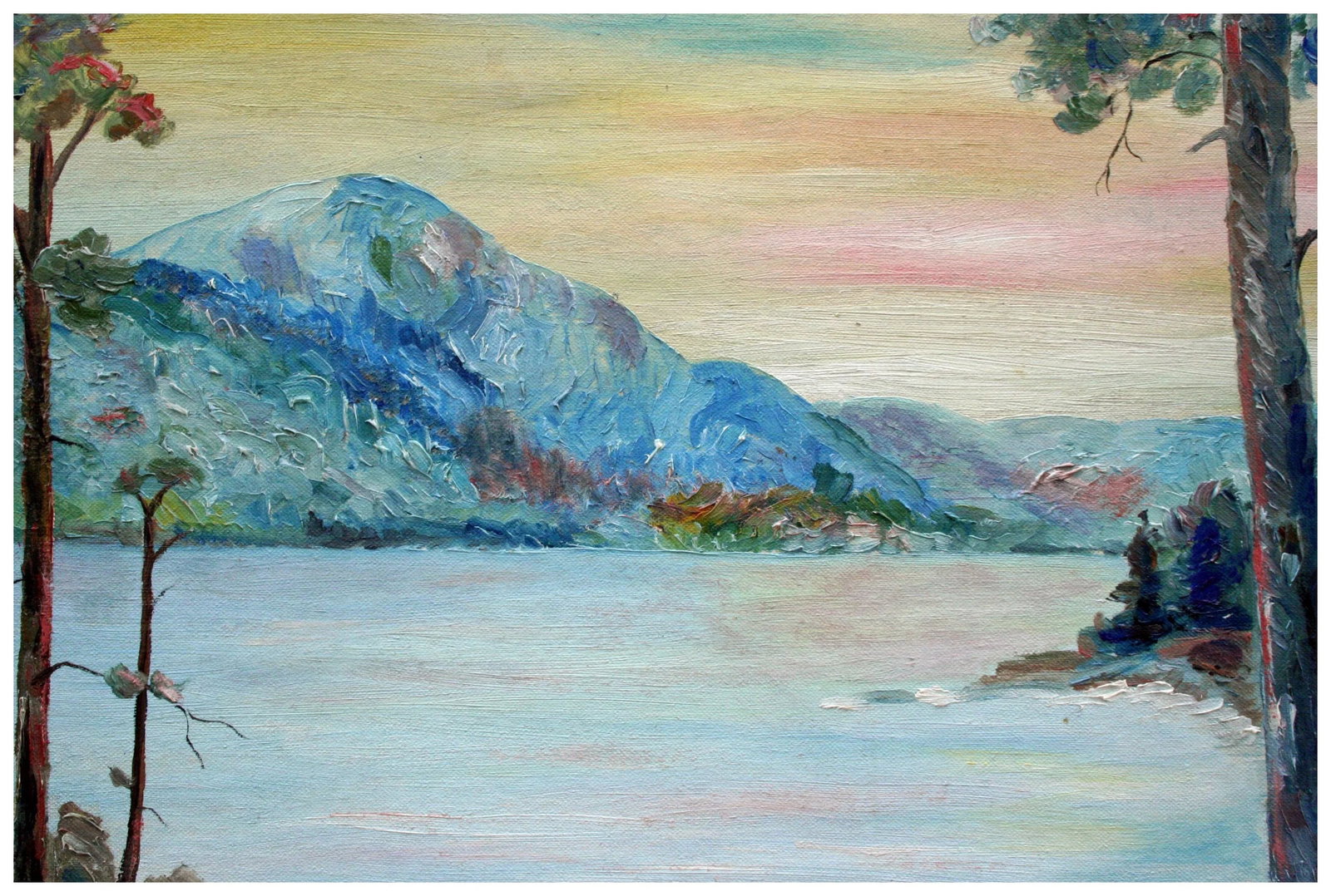 1930s "Pathway to the Lake" Mountain Landscape Painting by A. Griffin, Framed - 4