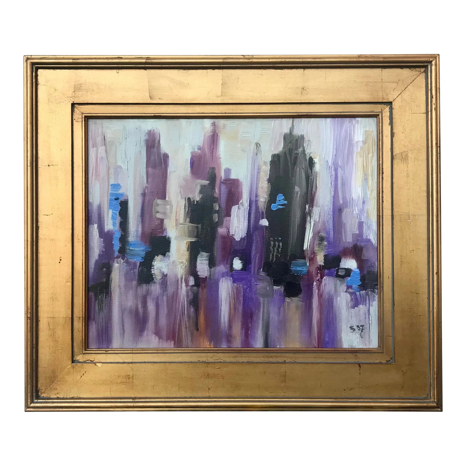 Original Abstract Modernist City Skyline Cityscape Oil Painting (1 of 8)