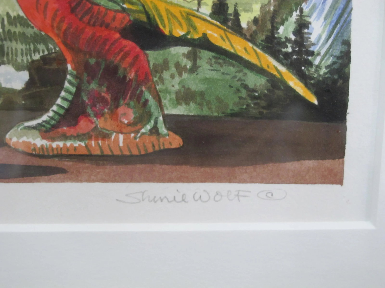 Sherrie Wolf Oregon Signed Watercolor Painting Parrots With Yosemite View - 3
