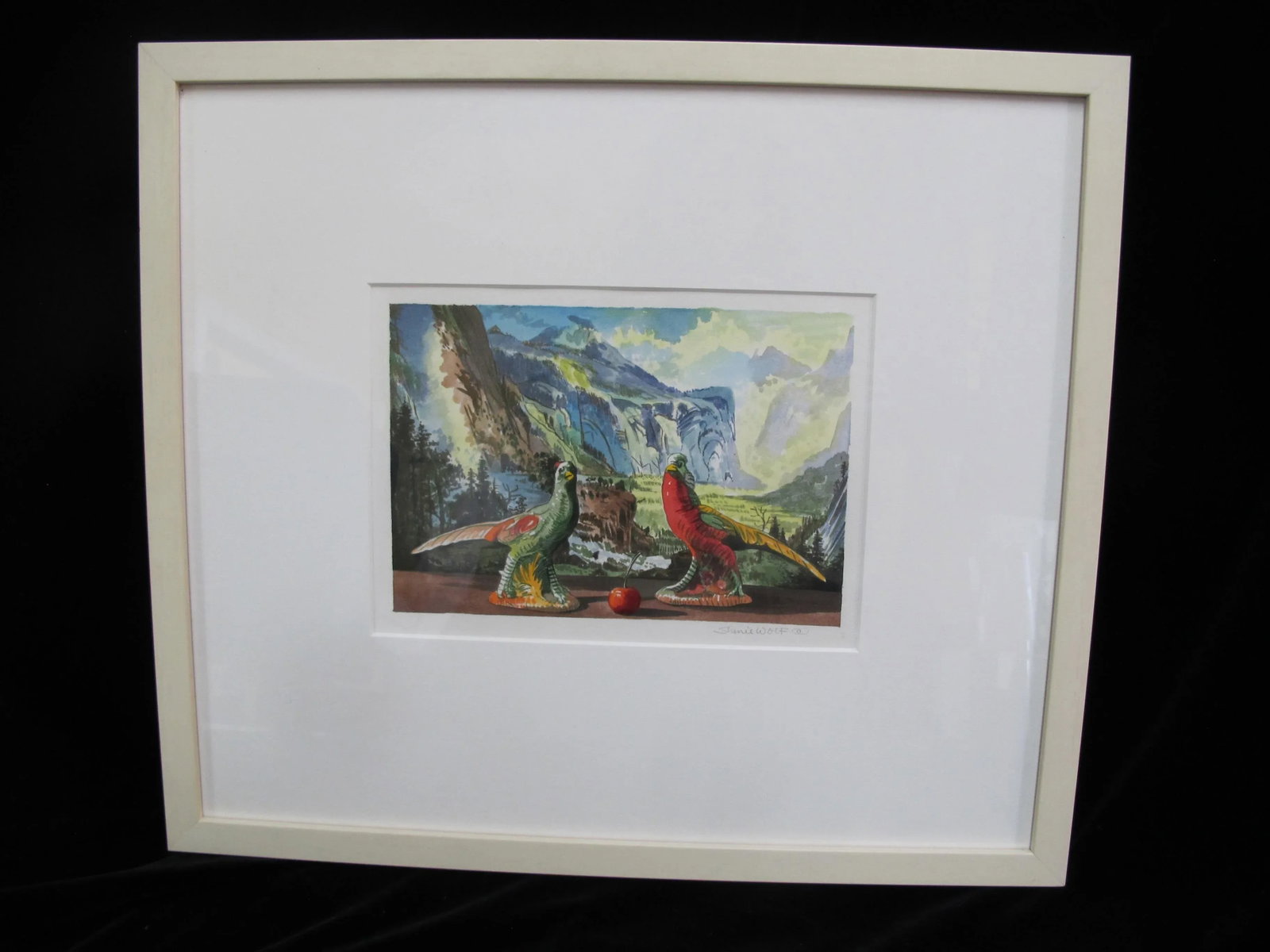 Sherrie Wolf Oregon Signed Watercolor Painting Parrots With Yosemite View - 7