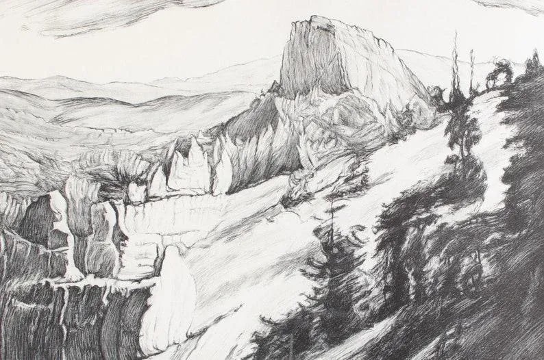 Antique Original Limited Edition Etching Signed by Artist Adele Watson Titled "Bryce Canyon" 1873 - - 2