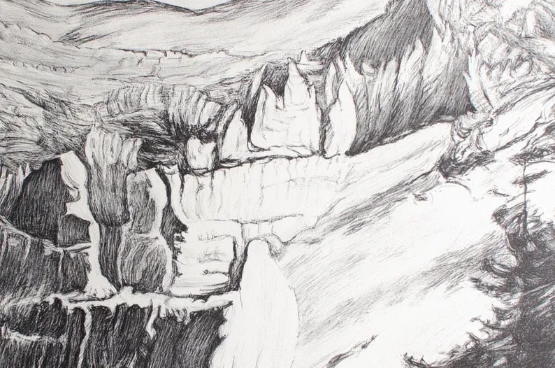 Antique Original Limited Edition Etching Signed by Artist Adele Watson Titled "Bryce Canyon" 1873 - - 3
