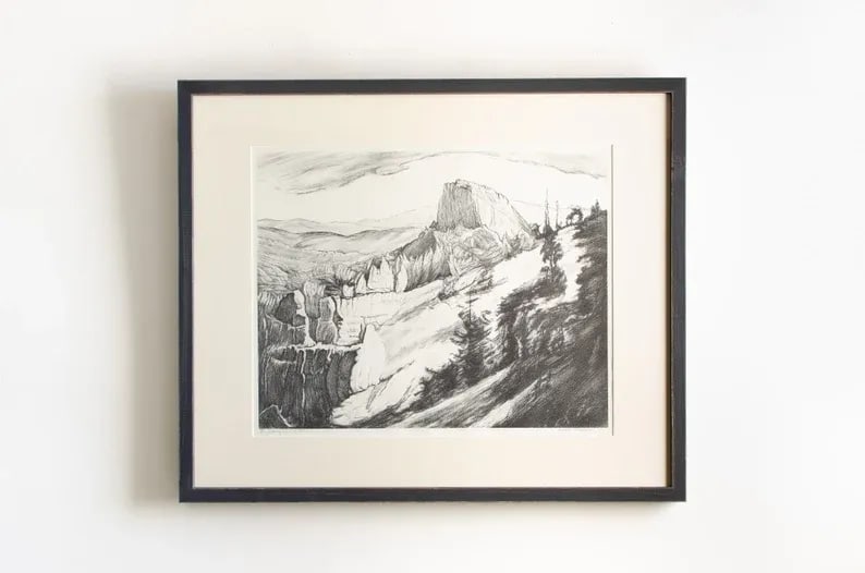 Antique Original Limited Edition Etching Signed by Artist Adele Watson Titled "Bryce Canyon" 1873 - - 8