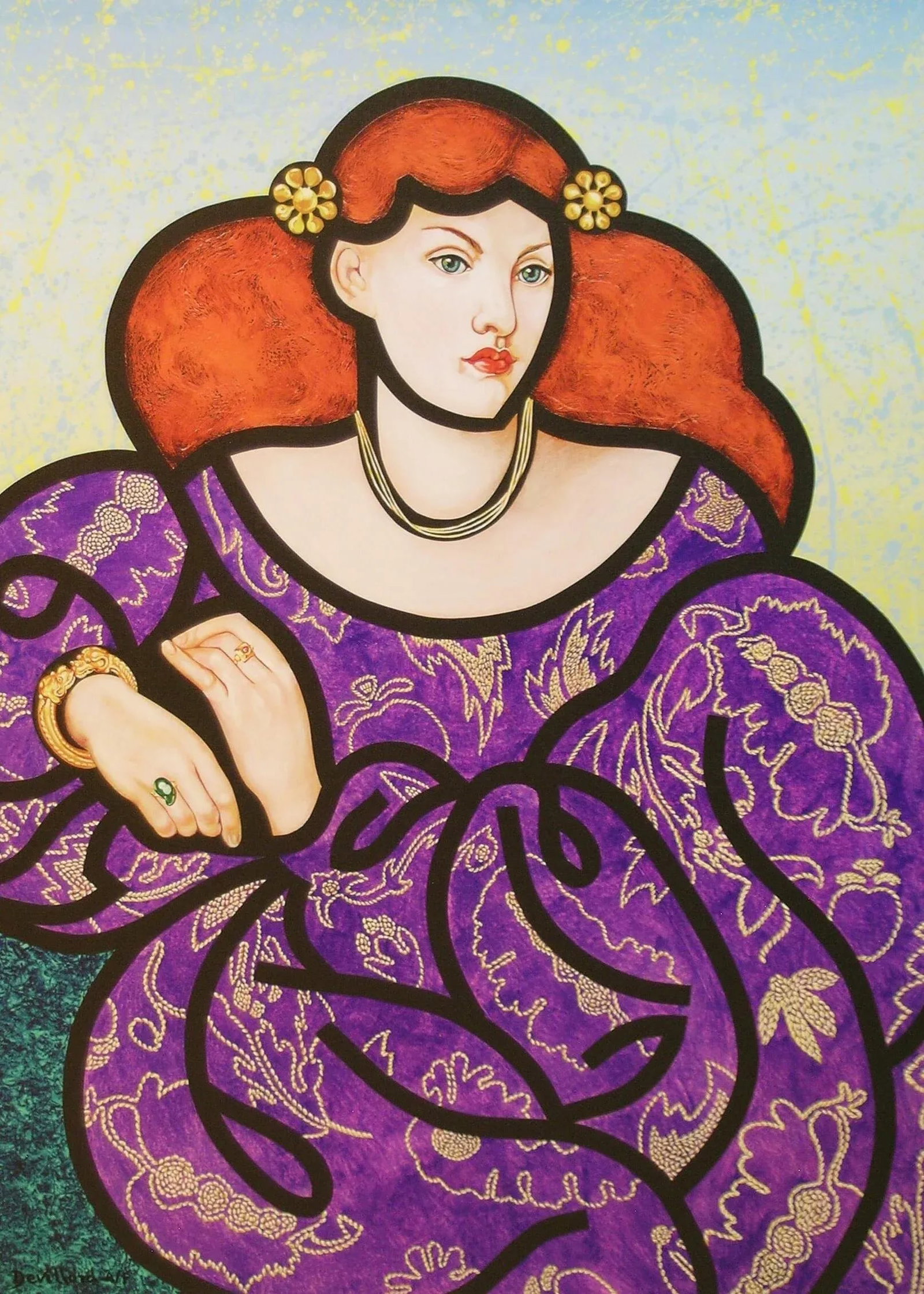 Contemporary Archival Portrait Print of a Courtisan on Canvas: This Number 1 is from a Limited ( 21) Edition Achival Fine Art Giclee .What is a specific process for creating a High Museum Quality Print on Archival Canvas specially prepared to retain the High Qual
