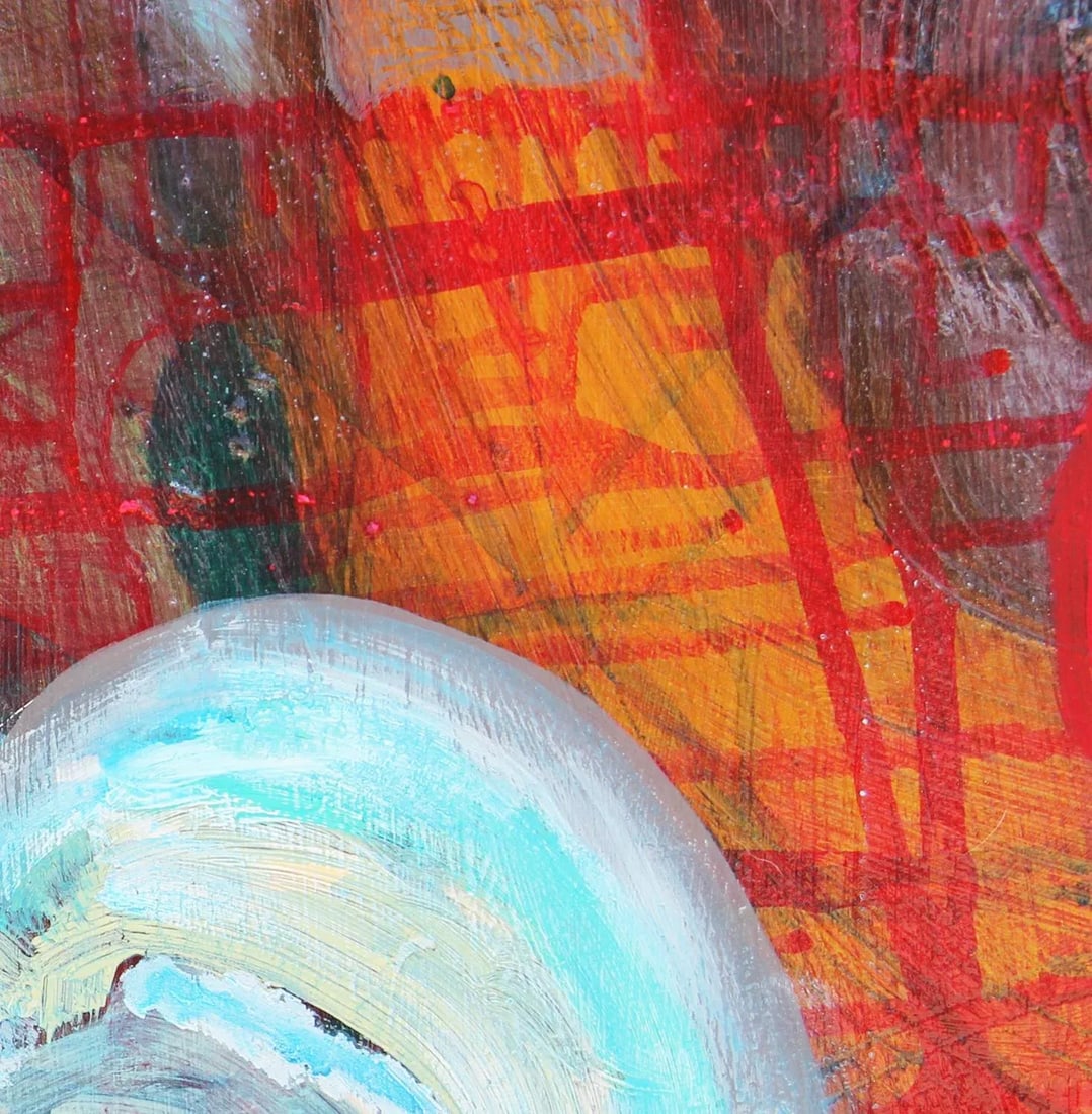 2016 "Maybe, Maybe Not" Blue and Red Abstract Longitudinal Female Portrait Painting by Paul Reeves - 9