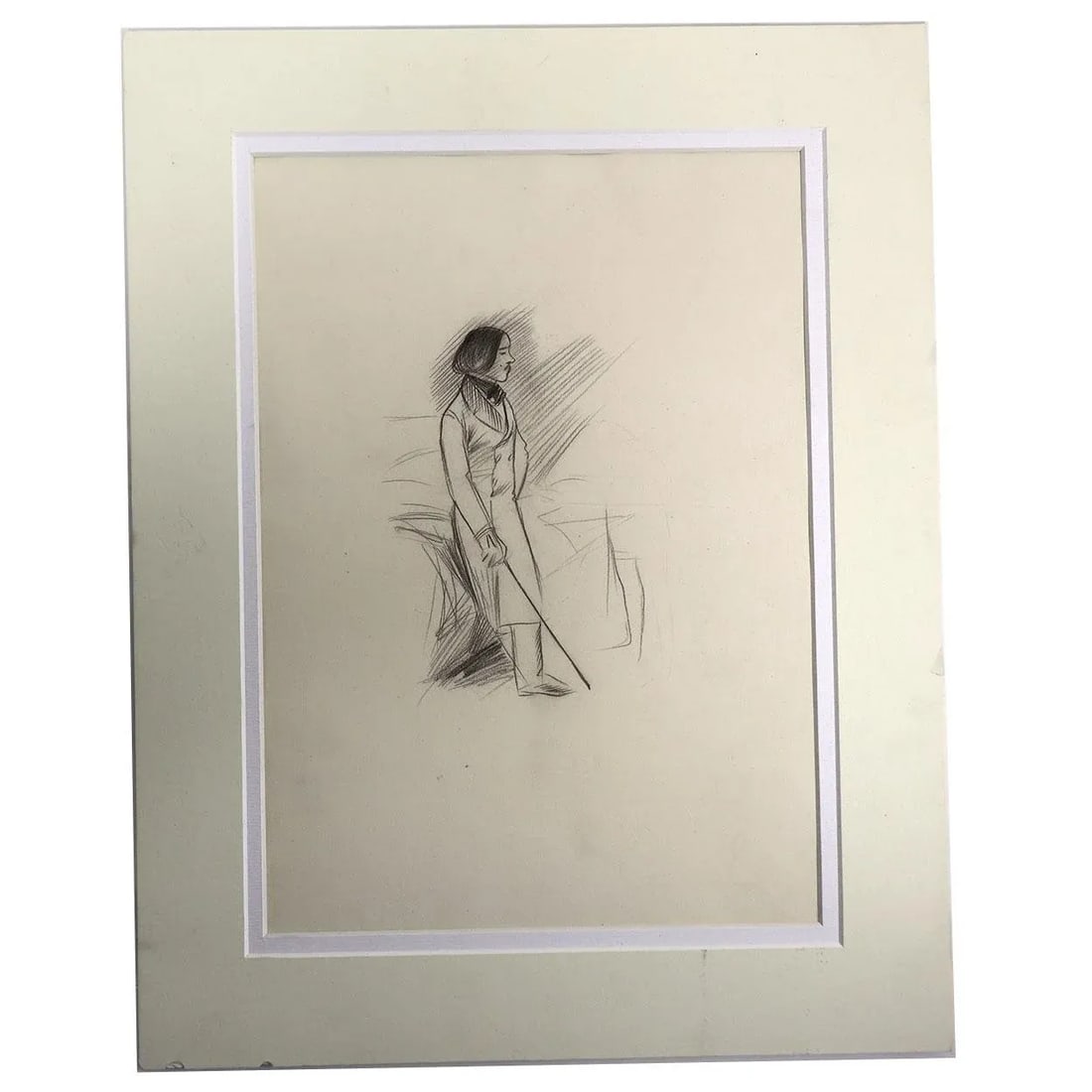 Jean-Louis Forain Black Pencil on Paper Drawing, l'Elegant - 2
