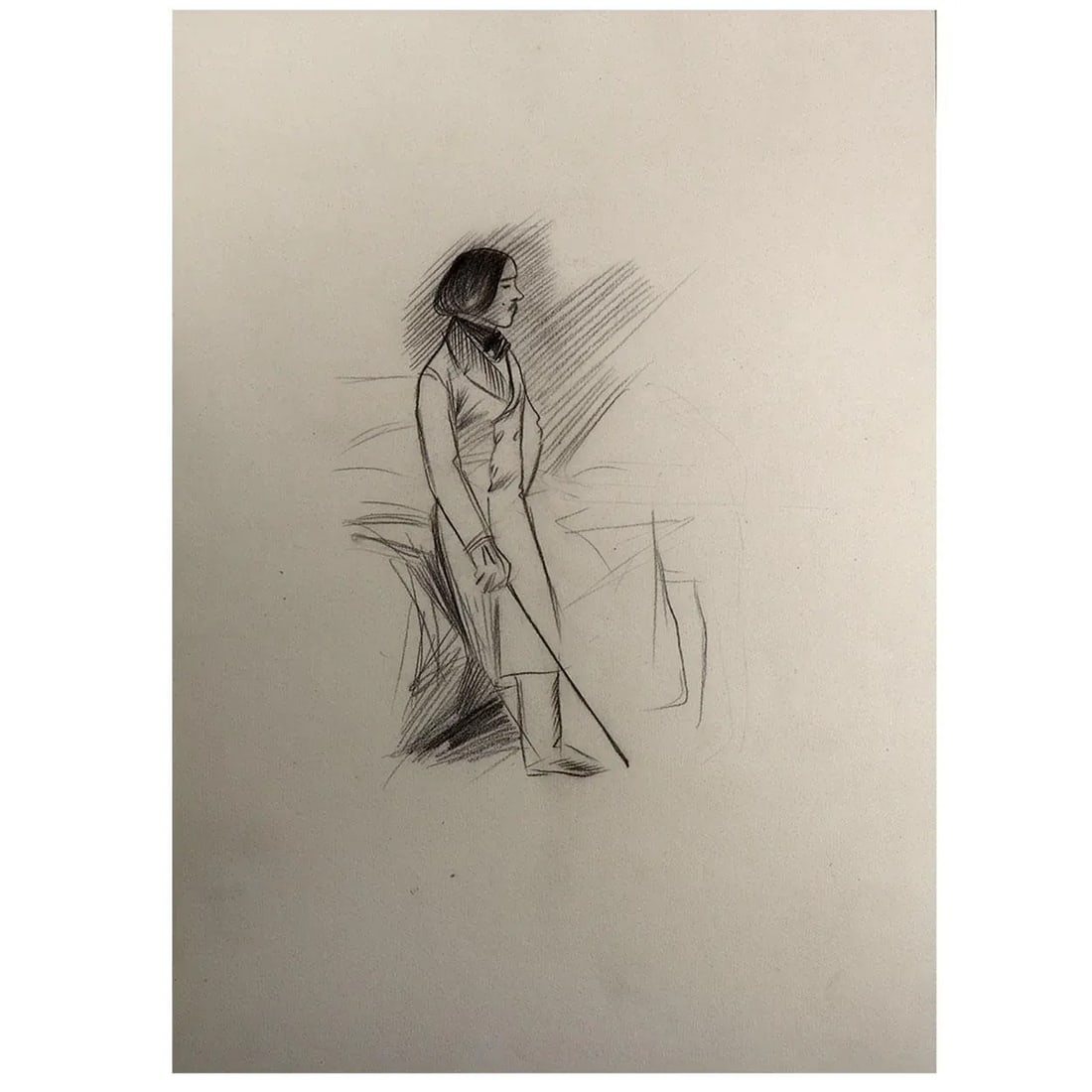 Jean-Louis Forain Black Pencil on Paper Drawing, l'Elegant - 4