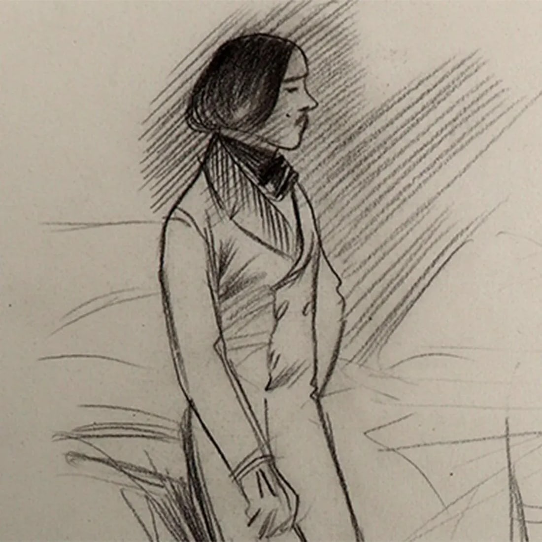 Jean-Louis Forain Black Pencil on Paper Drawing, l'Elegant - 5