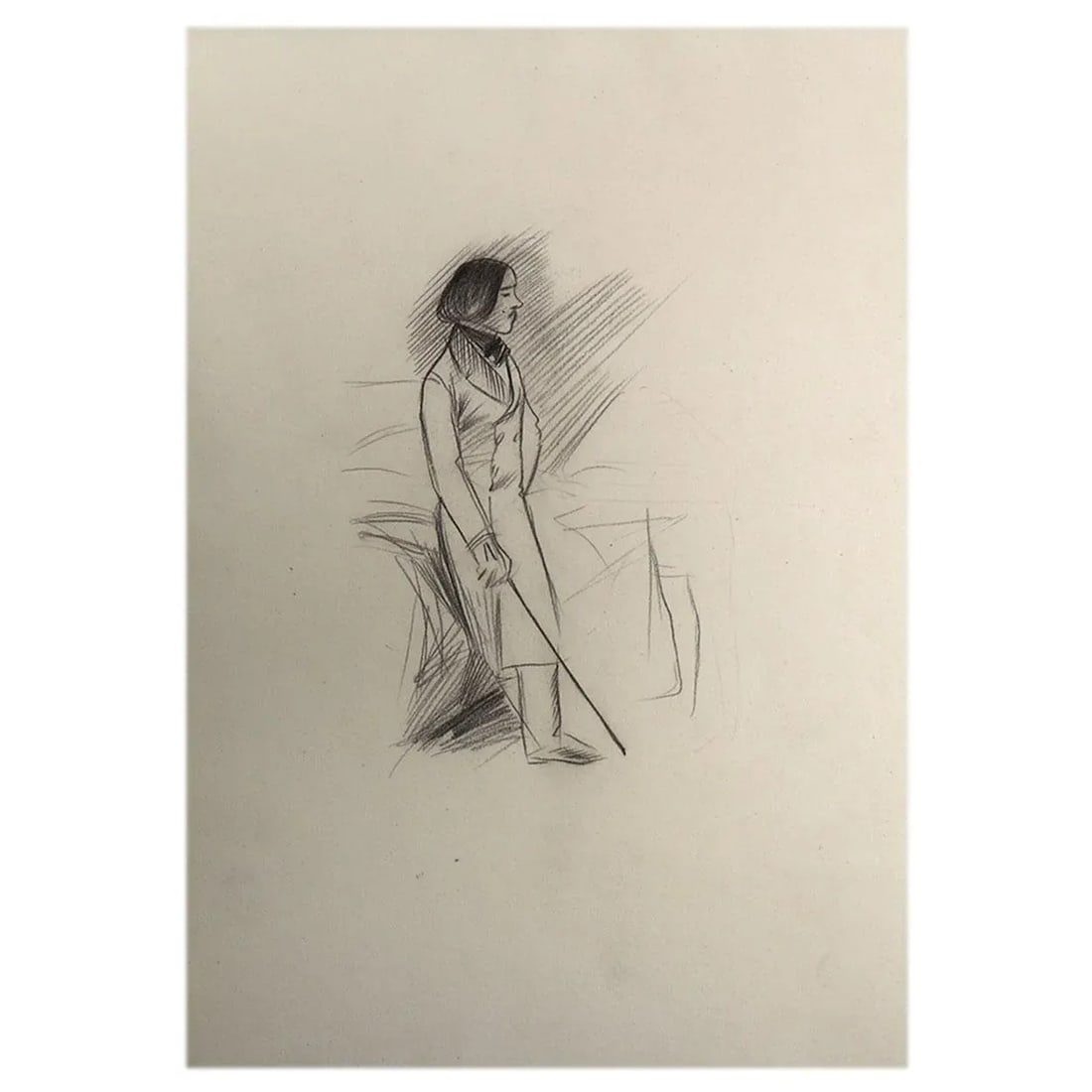 Jean-Louis Forain Black Pencil on Paper Drawing, l'Elegant - 7