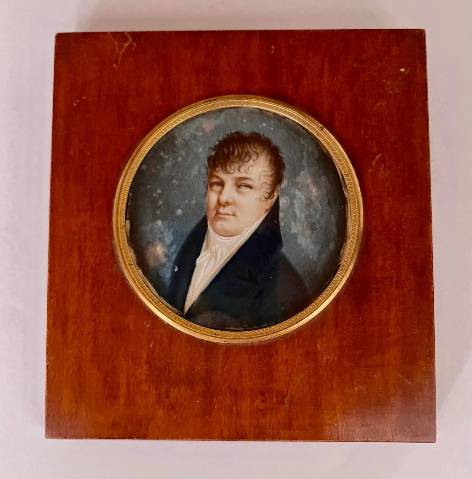 19th Century Miniature Portrait Painting of an Aristocratic Gentleman, Framed - 2