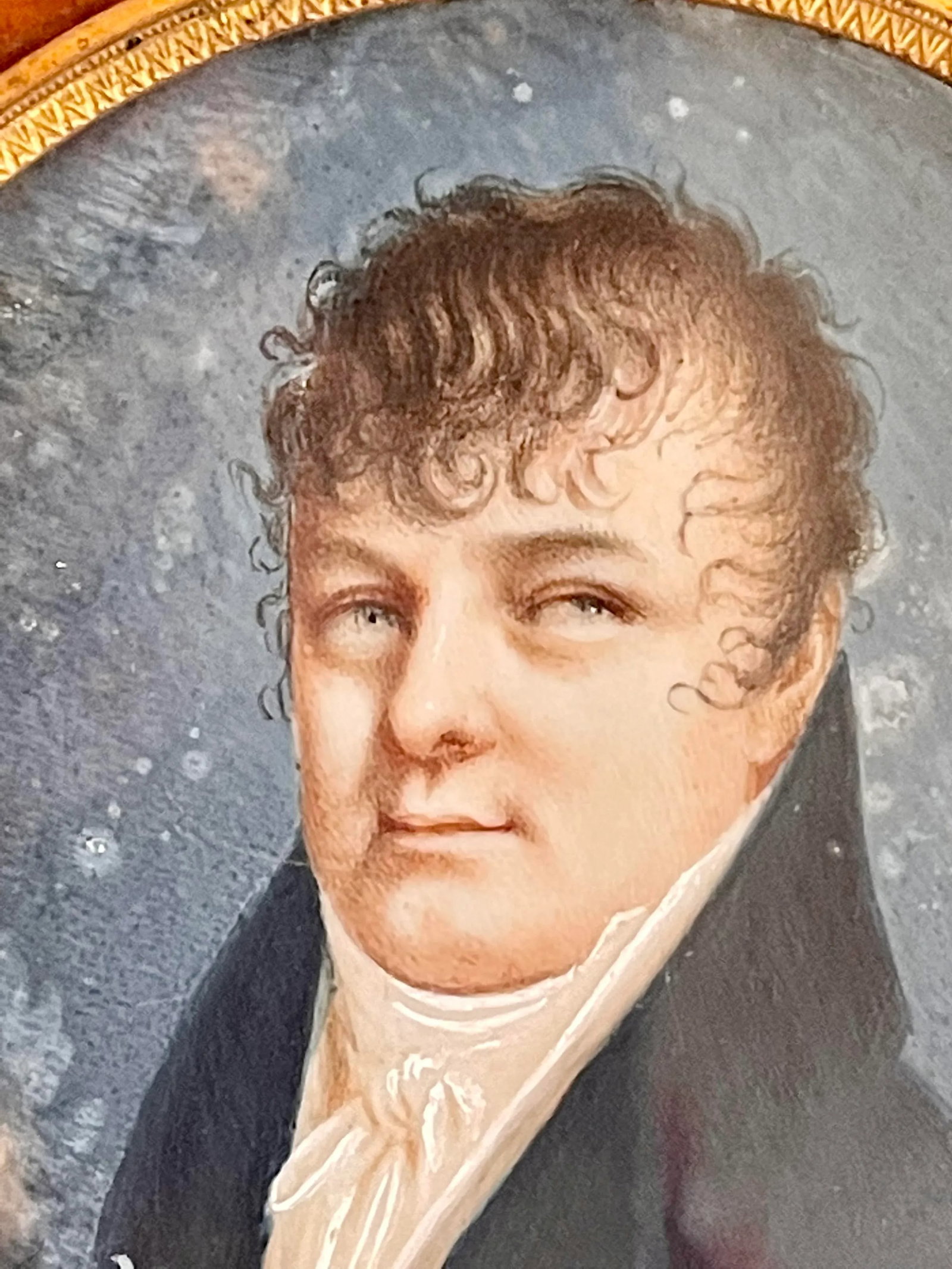 19th Century Miniature Portrait Painting of an Aristocratic Gentleman, Framed - 3