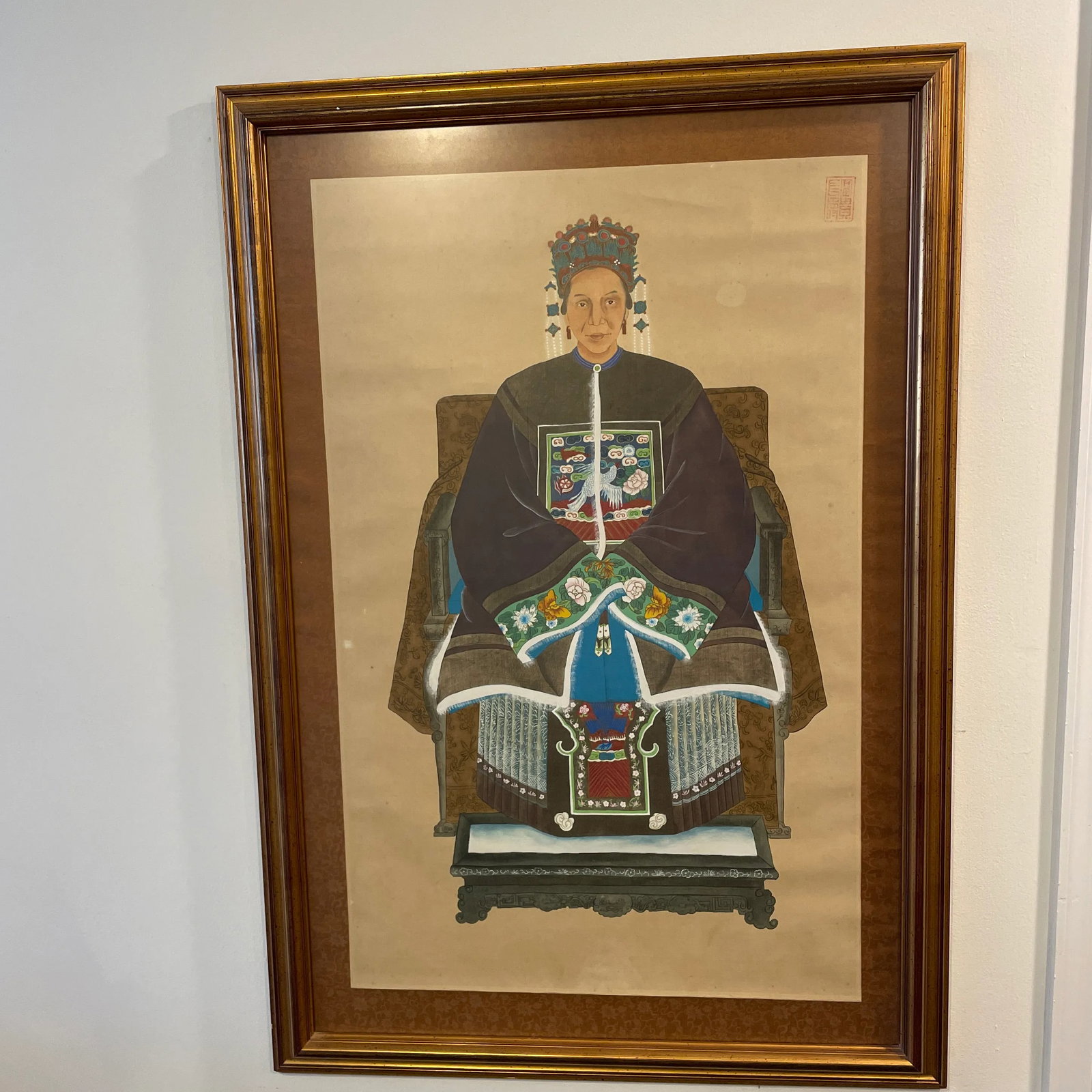 Early 20th Century Framed Asian Ancestral Painting on Silk - 12