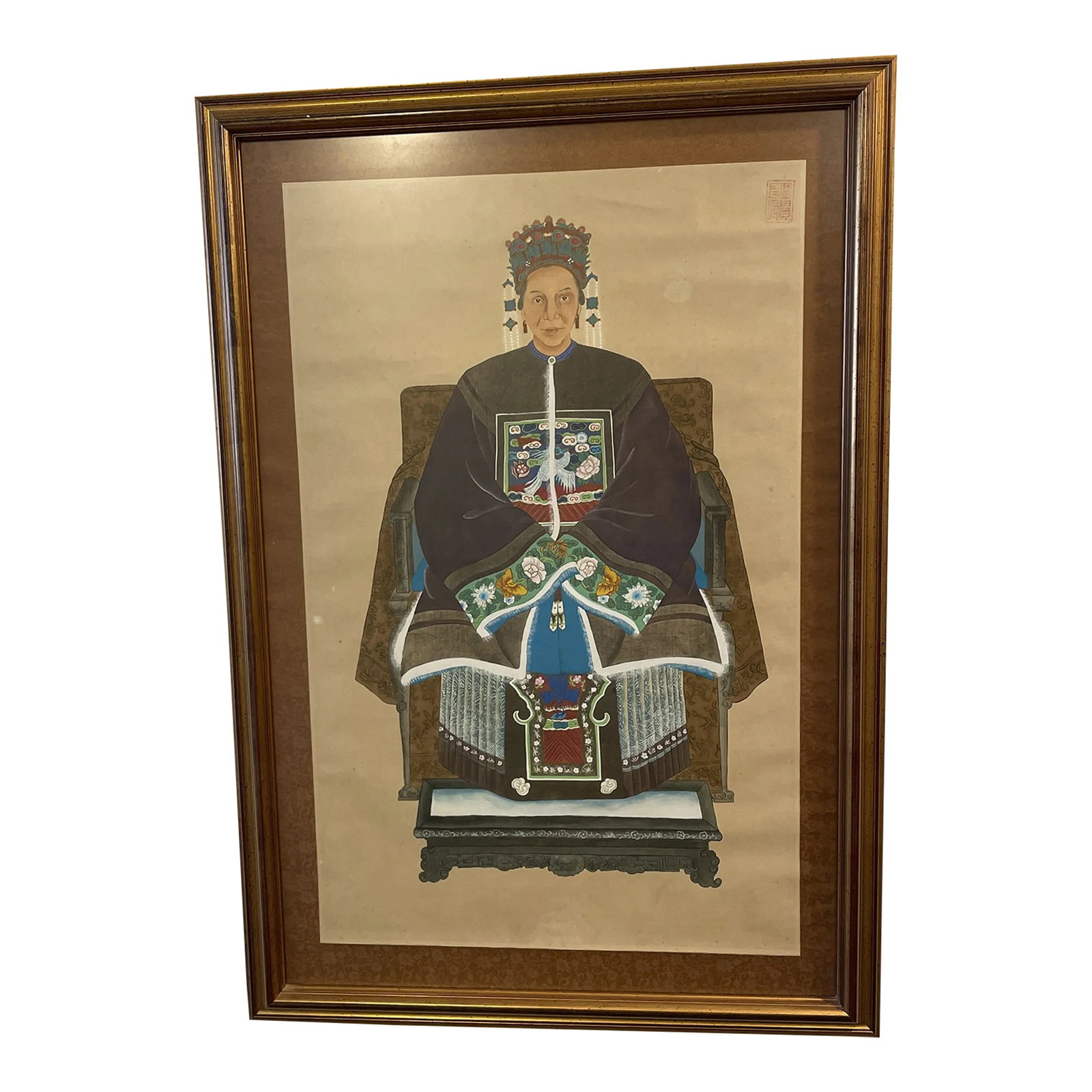 Early 20th Century Framed Asian Ancestral Painting on Silk (1 of 12)