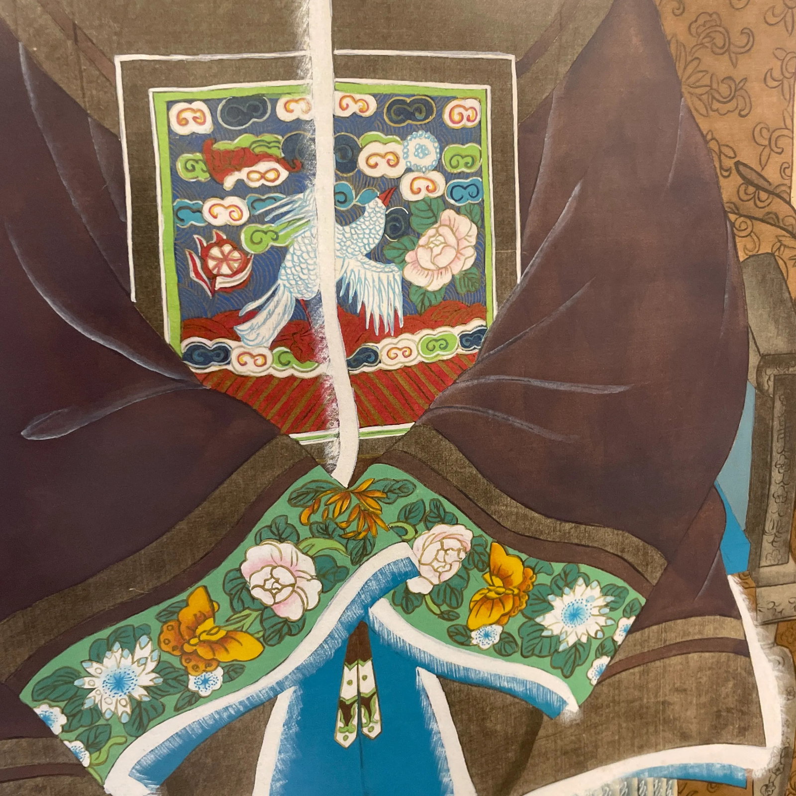 Early 20th Century Framed Asian Ancestral Painting on Silk - 7