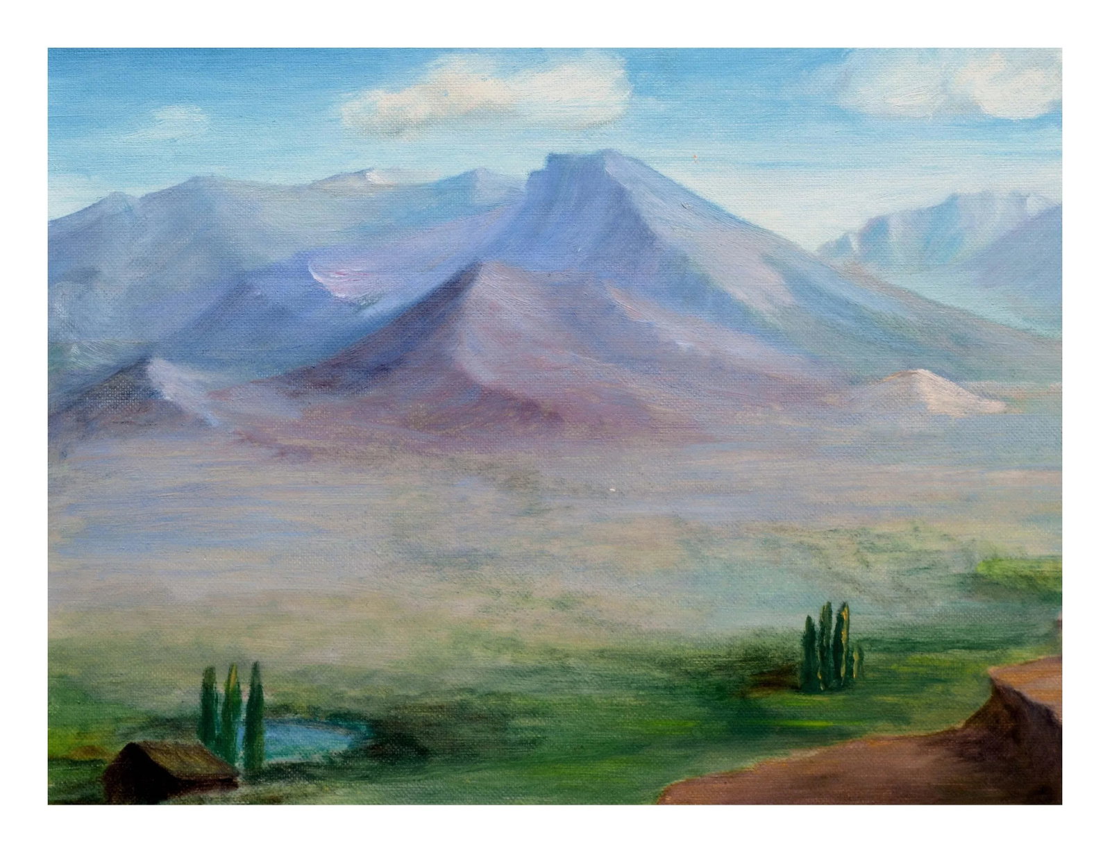Mid Century Landscape -- Homestead Beneath a Desert Mountain by Alice M. Fink - 2