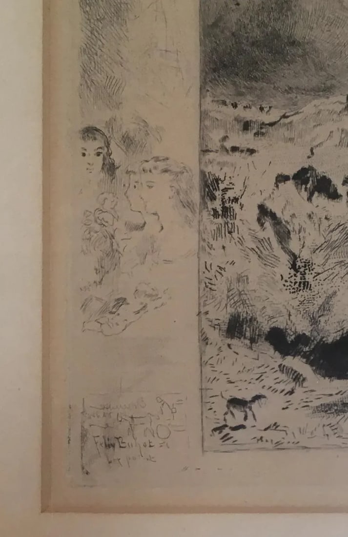 Framed Felix Hilaire Buhot Drypoint Etching "L'Orage (The Storm)", 1879 - 5