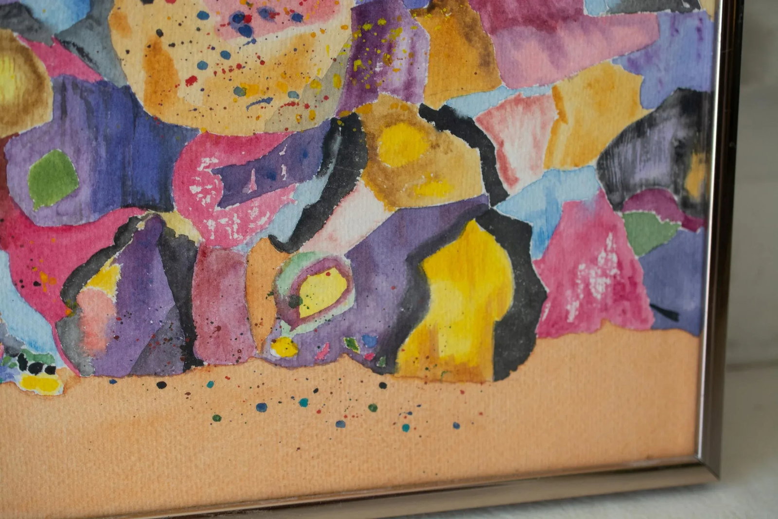 1990s Fauvist Postmodern Beach Scene Watercolor Painting, Framed - 2