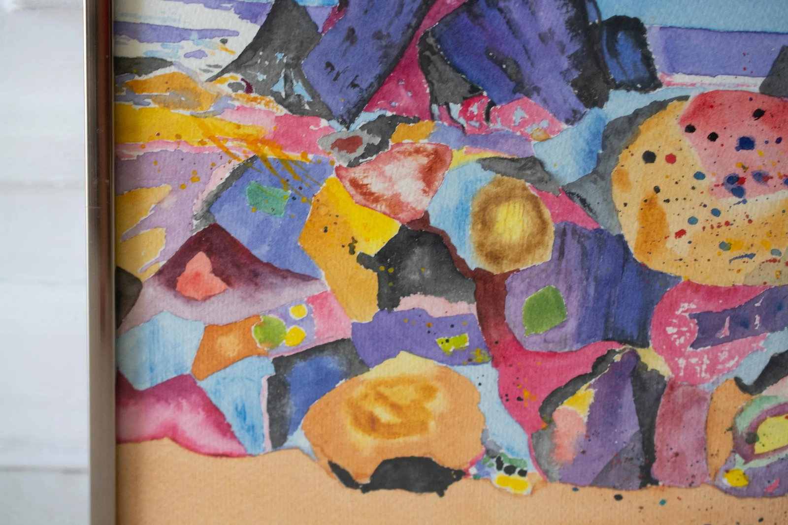 1990s Fauvist Postmodern Beach Scene Watercolor Painting, Framed - 4