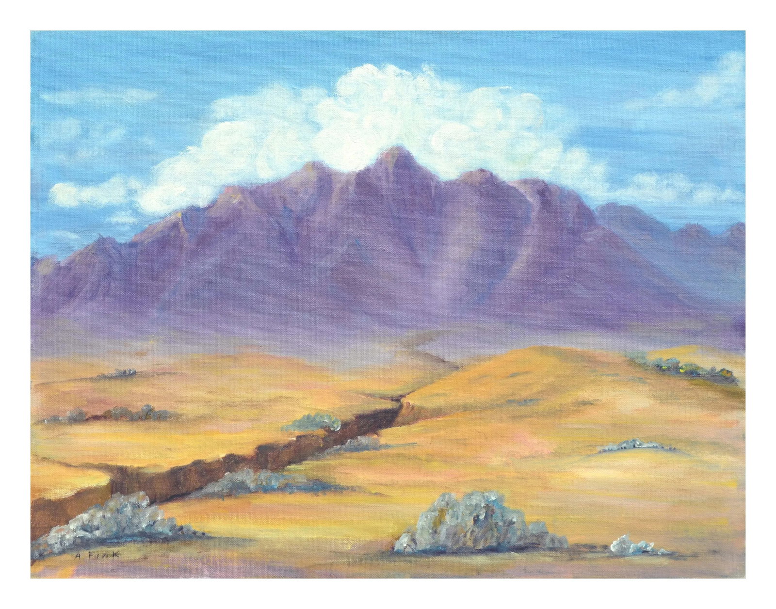 Mid Century Landscape -- Purple Desert Mountain by Alice M. Fink - 2