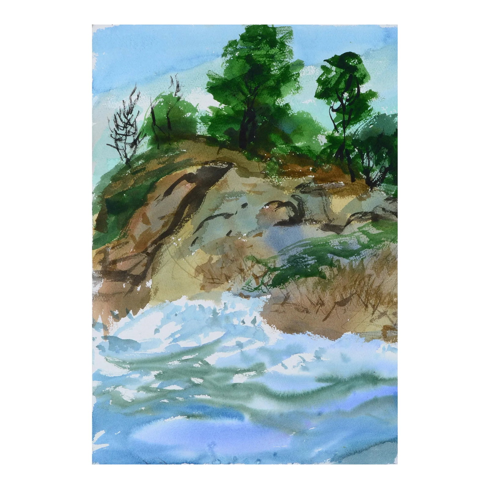 Cypress Point Sunrise / Pt. Lobos Seascape - Double Sided Watercolor by Les Anderson (1 of 4)