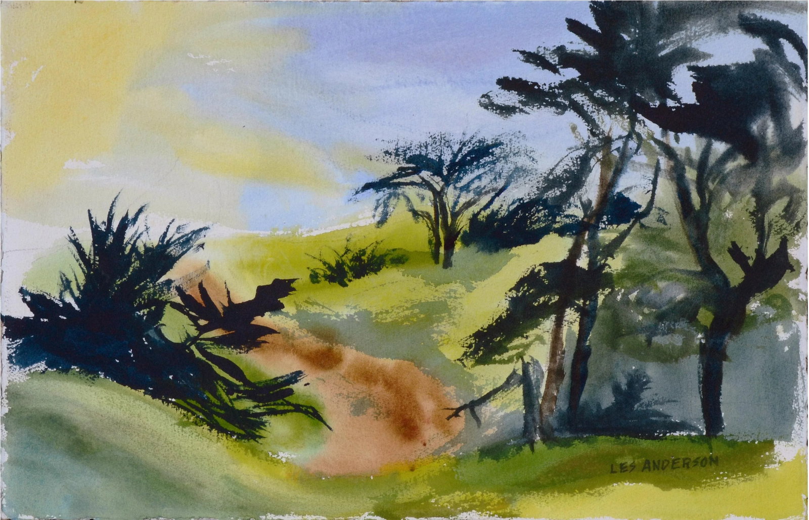 Cypress Point Sunrise / Pt. Lobos Seascape - Double Sided Watercolor by Les Anderson - 2