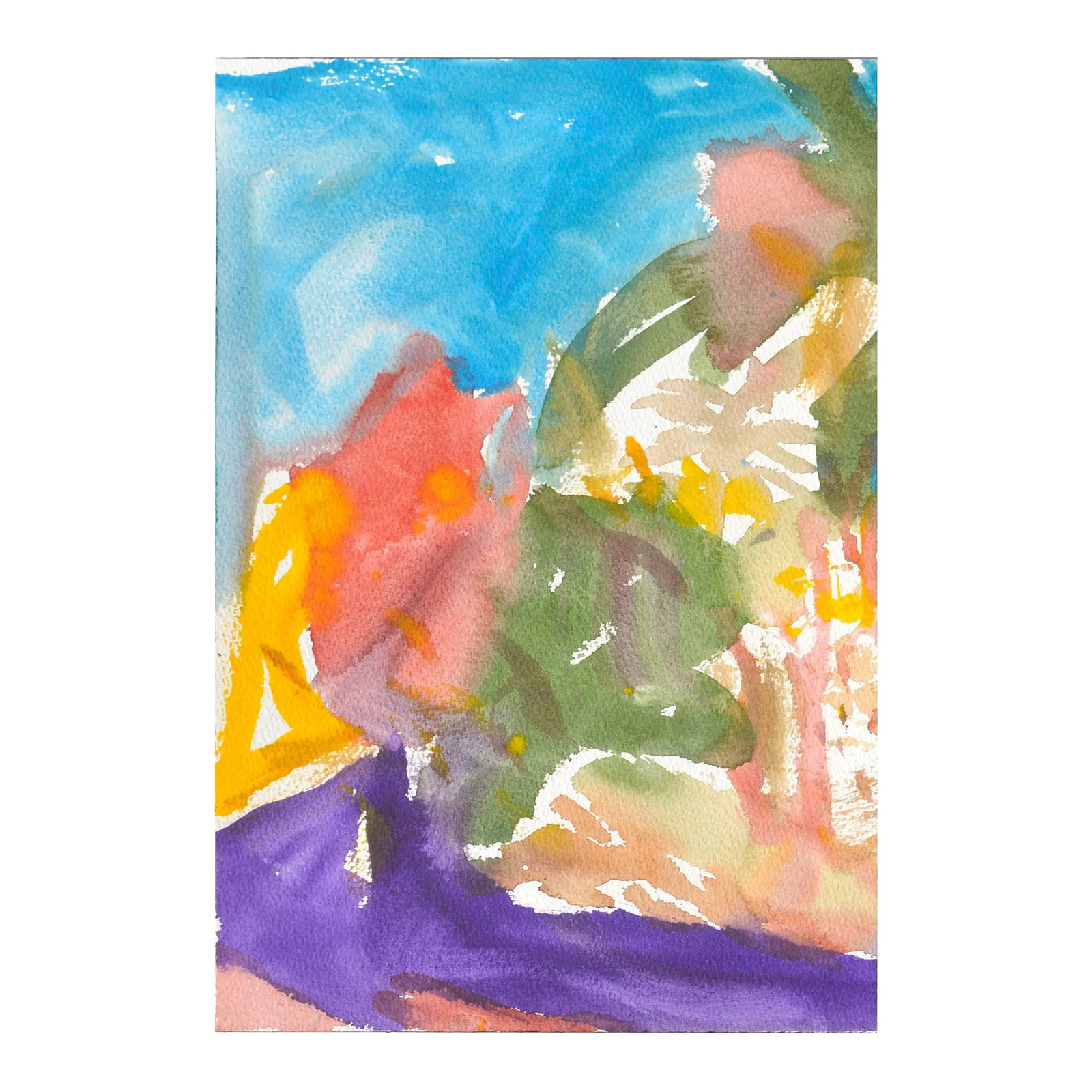 Vintage Abstract Landscape Watercolor by Les Anderson: Abstract watercolor with loosely defined landscape elements by Les (Leslie Luverne) Anderson (American, 1928-2009). From the estate of Les Anderson in Monterey, California. Signed on verso and