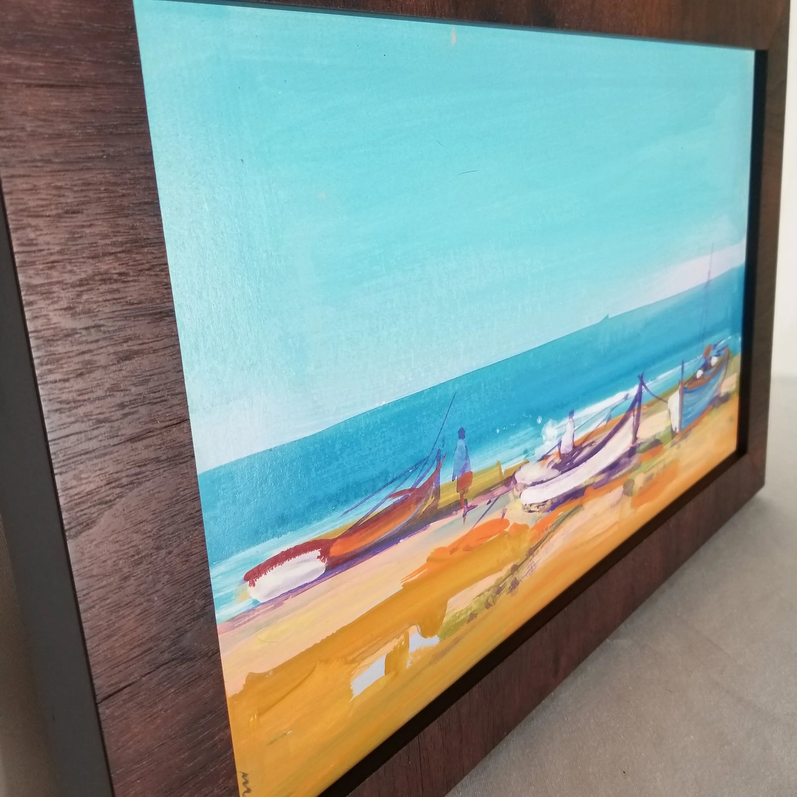 1980s Coastal Scene Painting, Framed - 2