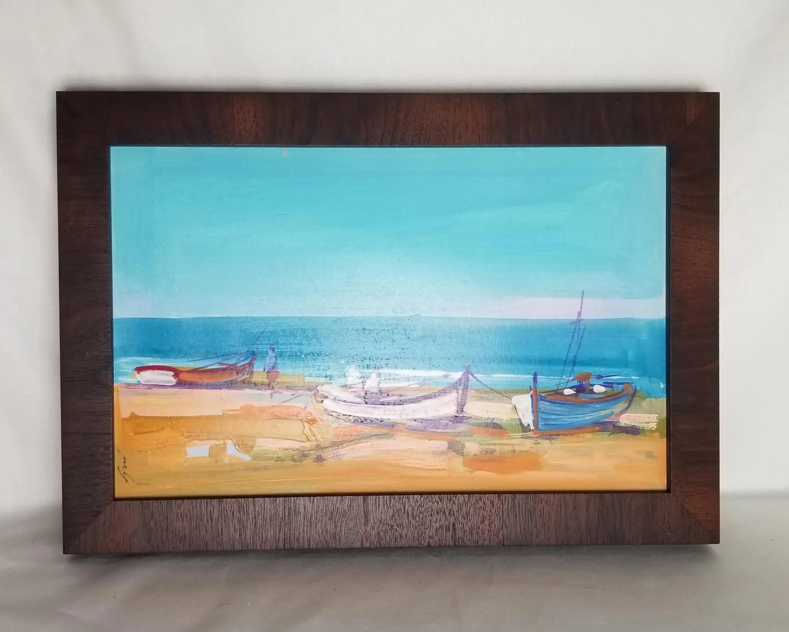 1980s Coastal Scene Painting, Framed - 6