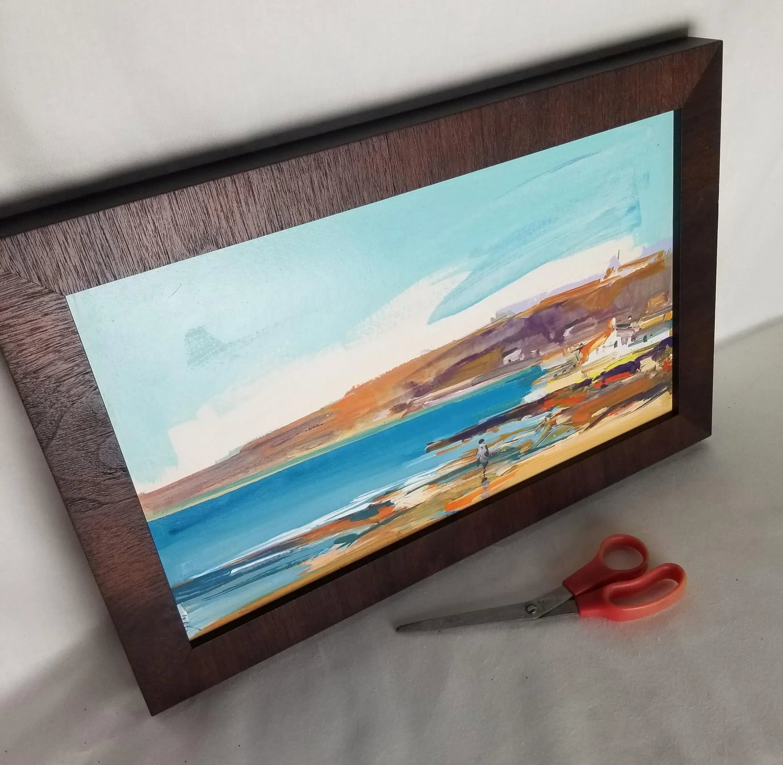 1980s Coastal Scene Painting, Framed - 2