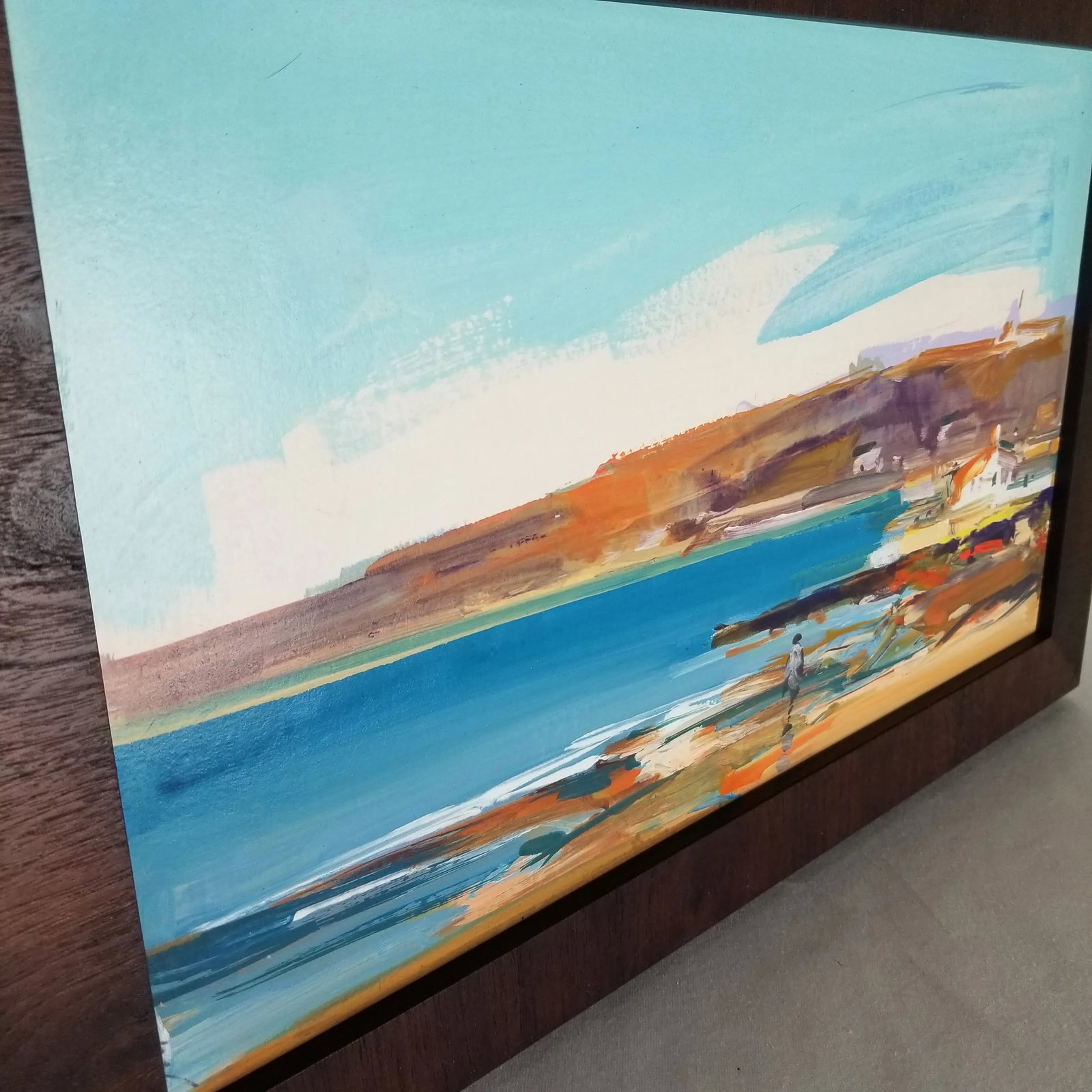 1980s Coastal Scene Painting, Framed - 3