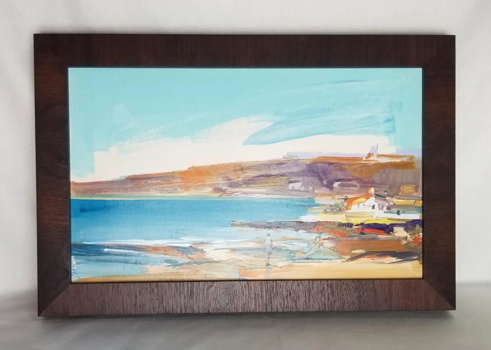 1980s Coastal Scene Painting, Framed - 6