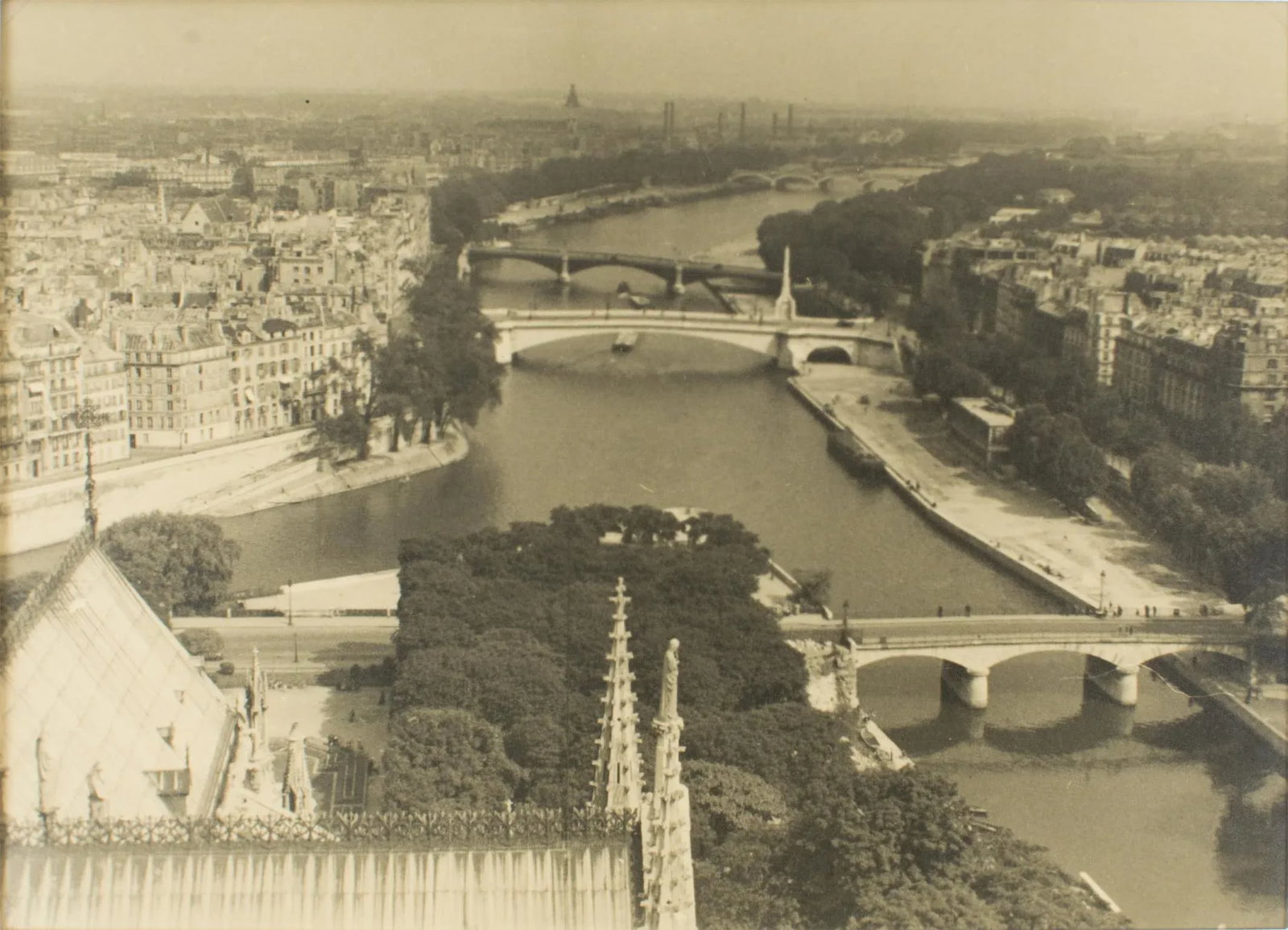 View from Notre Dame de Paris Cathedral 1950 - Silver Gelatin B & W Photography - 5