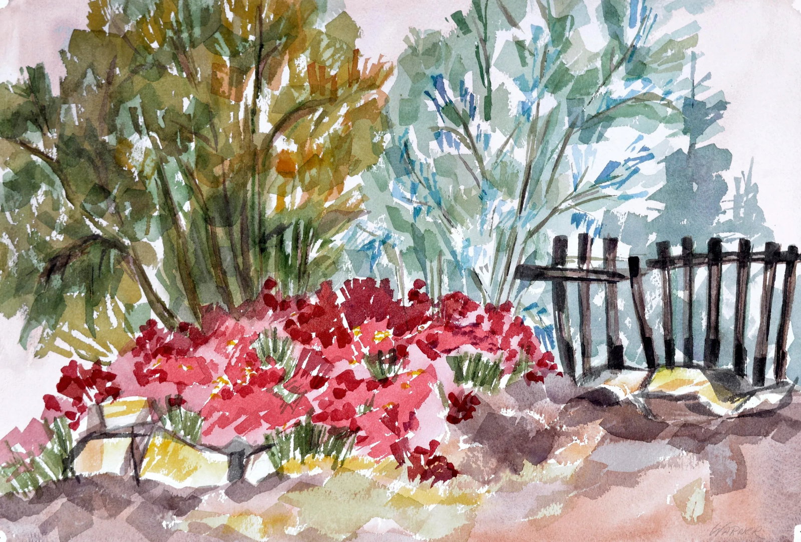 Garden Flowers in Bloom Landscape by Doris Warner - 2