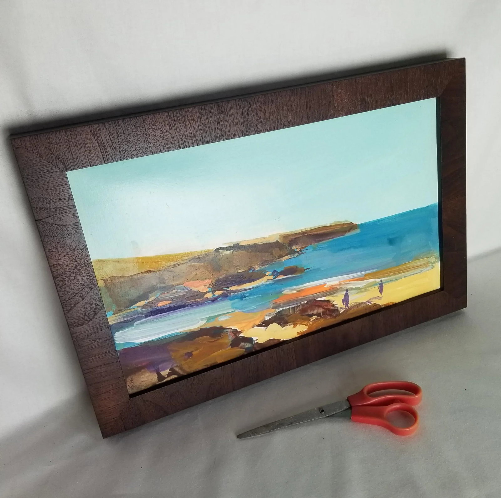 1980s Coastal Scene Painting, Framed - 2