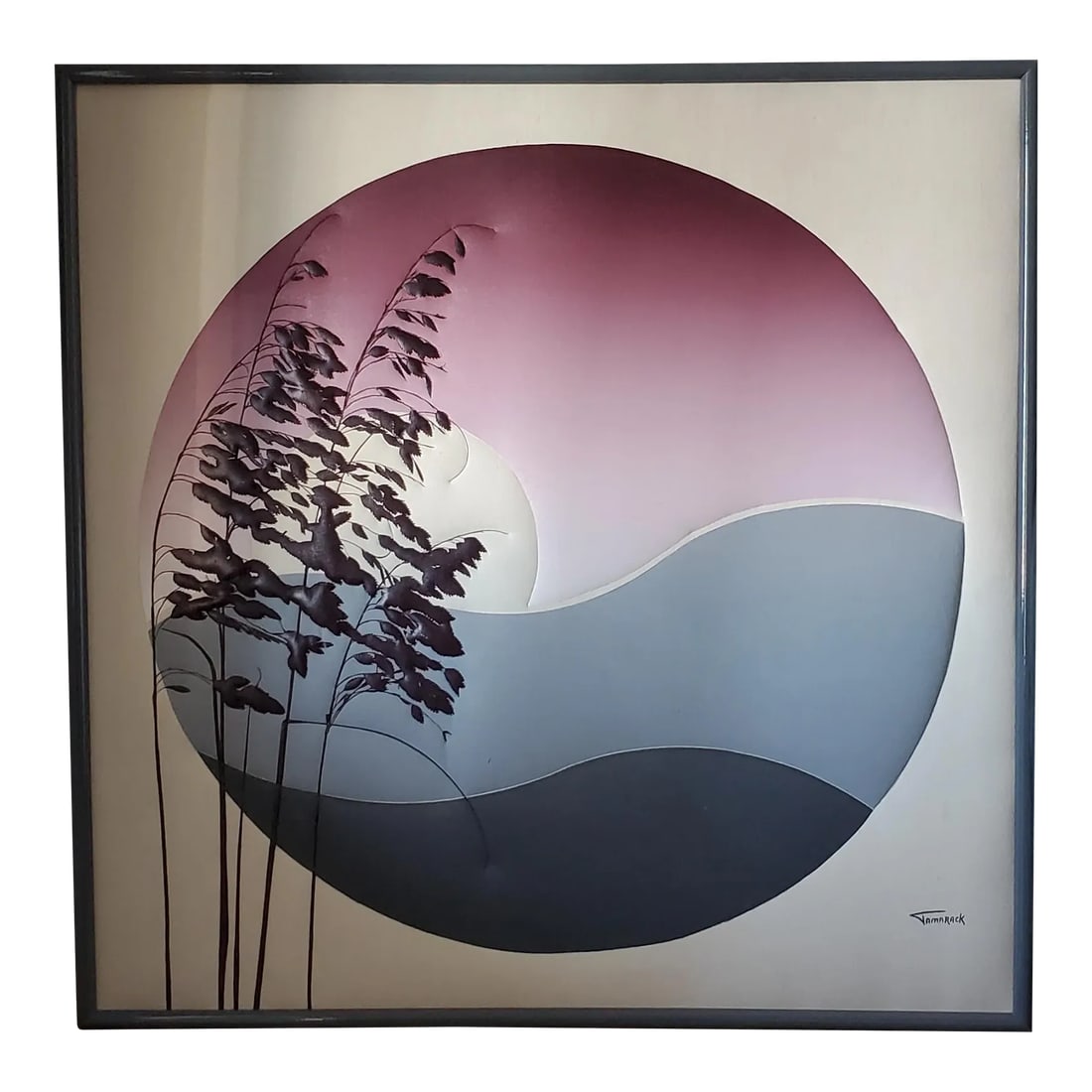 1970s Abstract Painted Fabric Landscape With Moon in Background by Tamarack (1 of 4)
