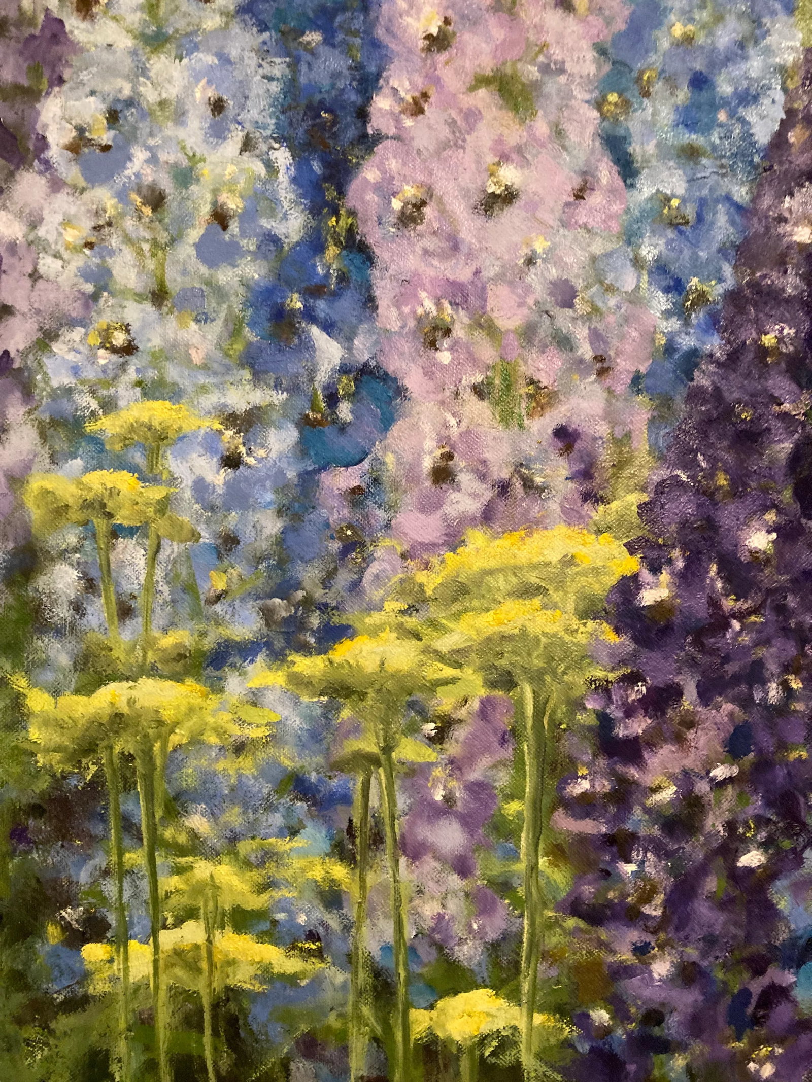 "Field of Delphiniums & Yarrow" Contemporary Original Impressionist Style Field Landscape Oil Painti - 2