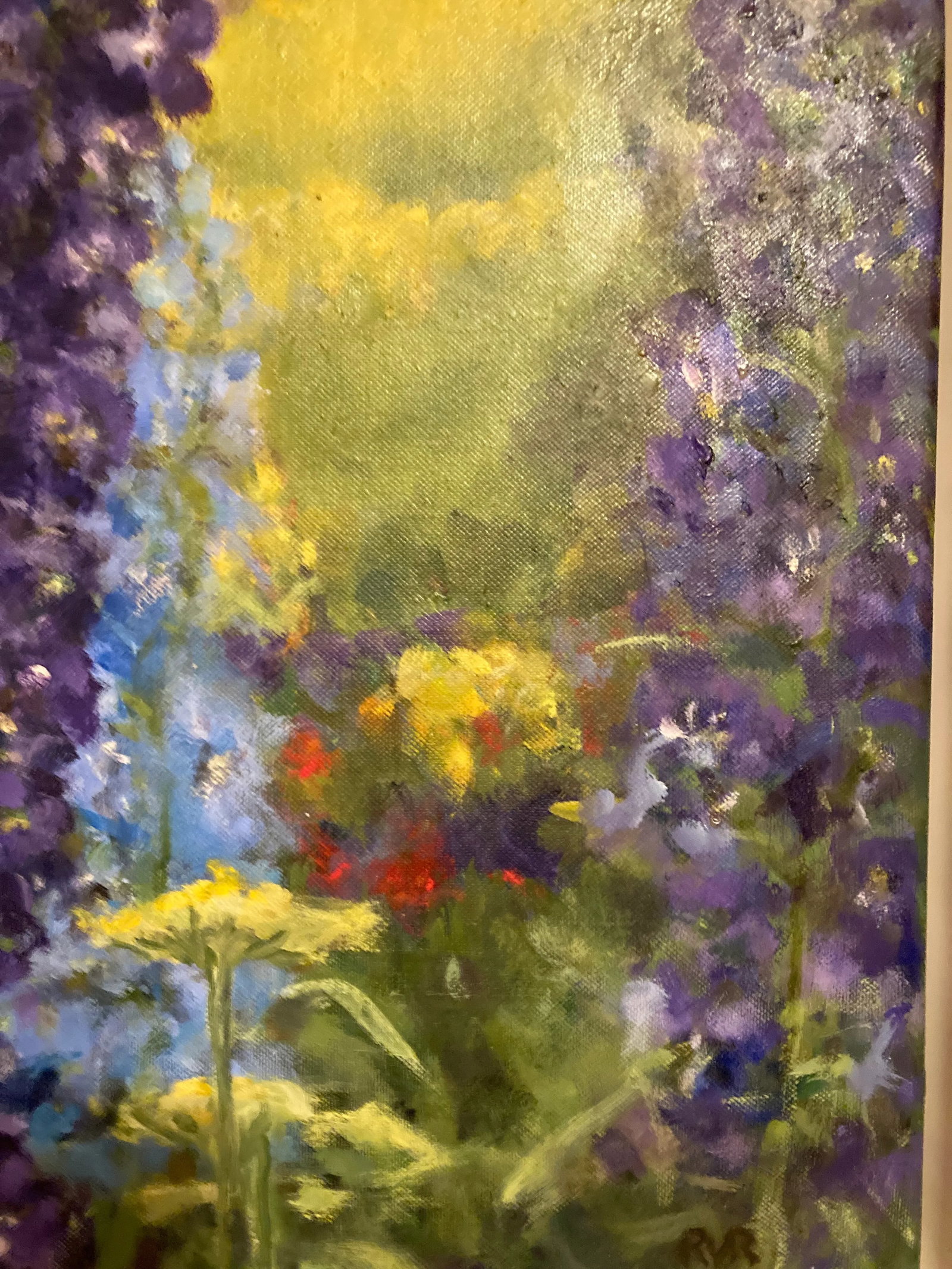 "Field of Delphiniums & Yarrow" Contemporary Original Impressionist Style Field Landscape Oil Painti - 3