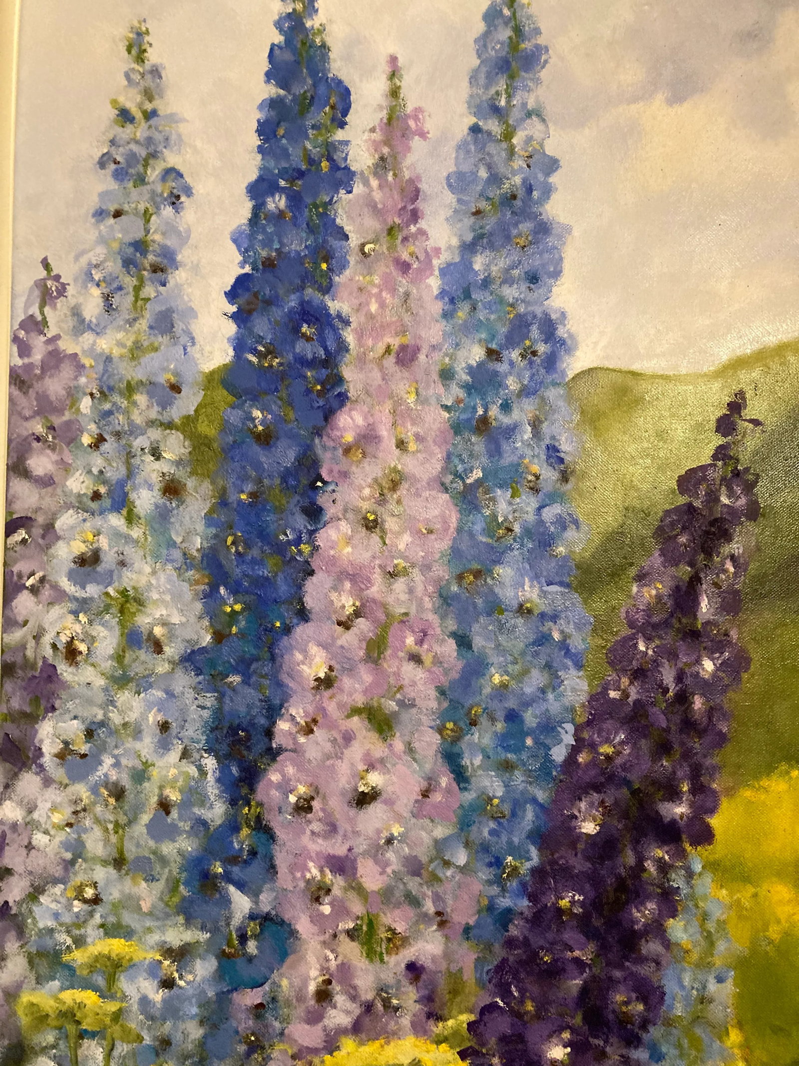 "Field of Delphiniums & Yarrow" Contemporary Original Impressionist Style Field Landscape Oil Painti - 4