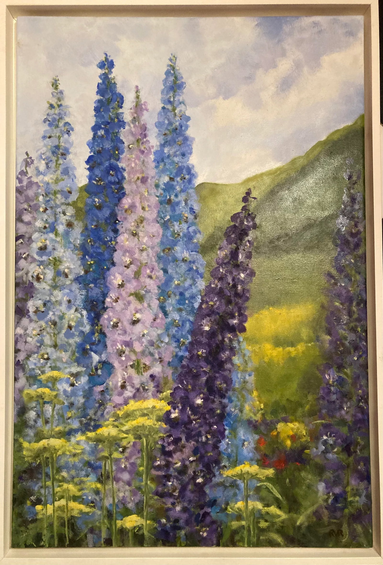 "Field of Delphiniums & Yarrow" Contemporary Original Impressionist Style Field Landscape Oil Painti - 5