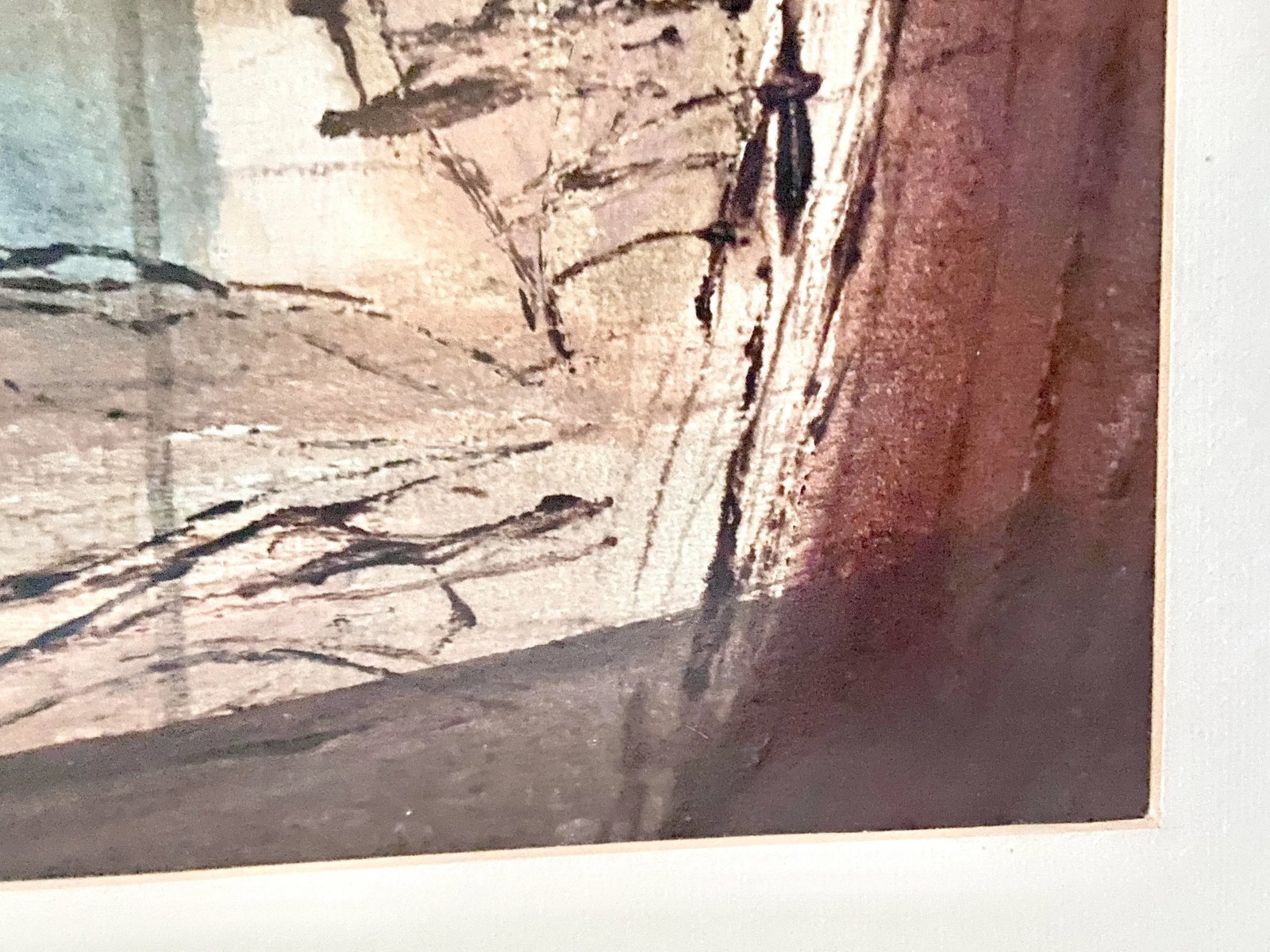 1950s Mid Century Modern Abstract Framed Watercolor Painting of a Boat Unsigned - 4