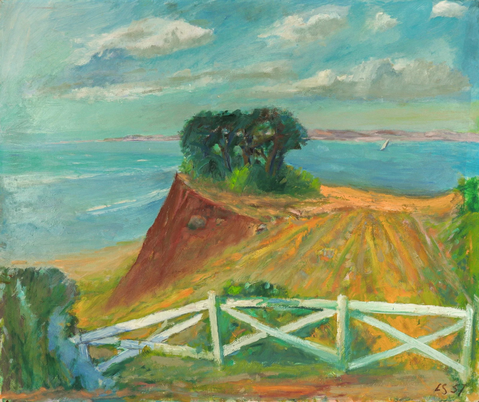 "Water Edge at Chesapeake Bay" 1957 Oil - 4