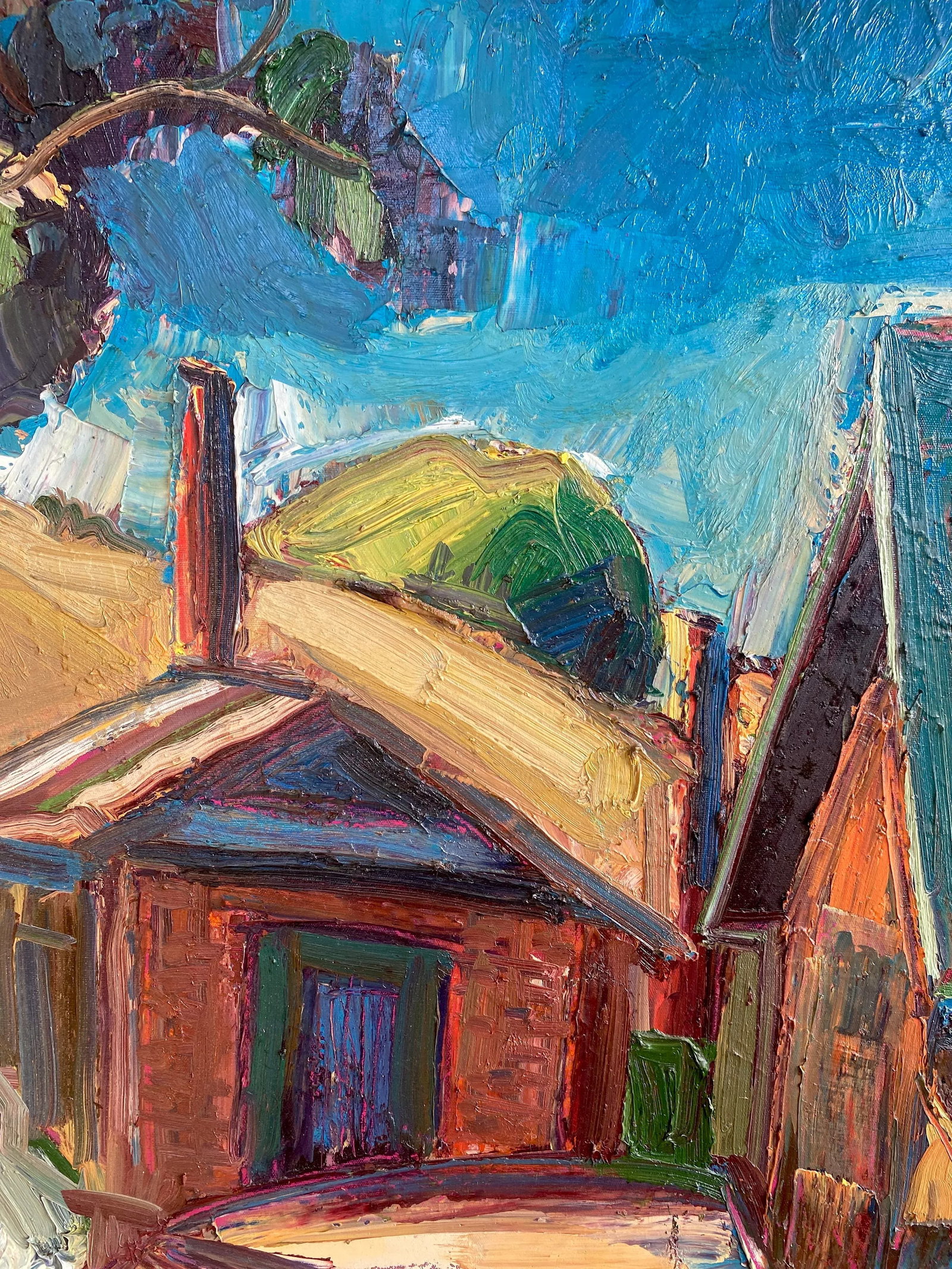 Expressionist Landscape Oil Painting of China Camp with Boats - 3