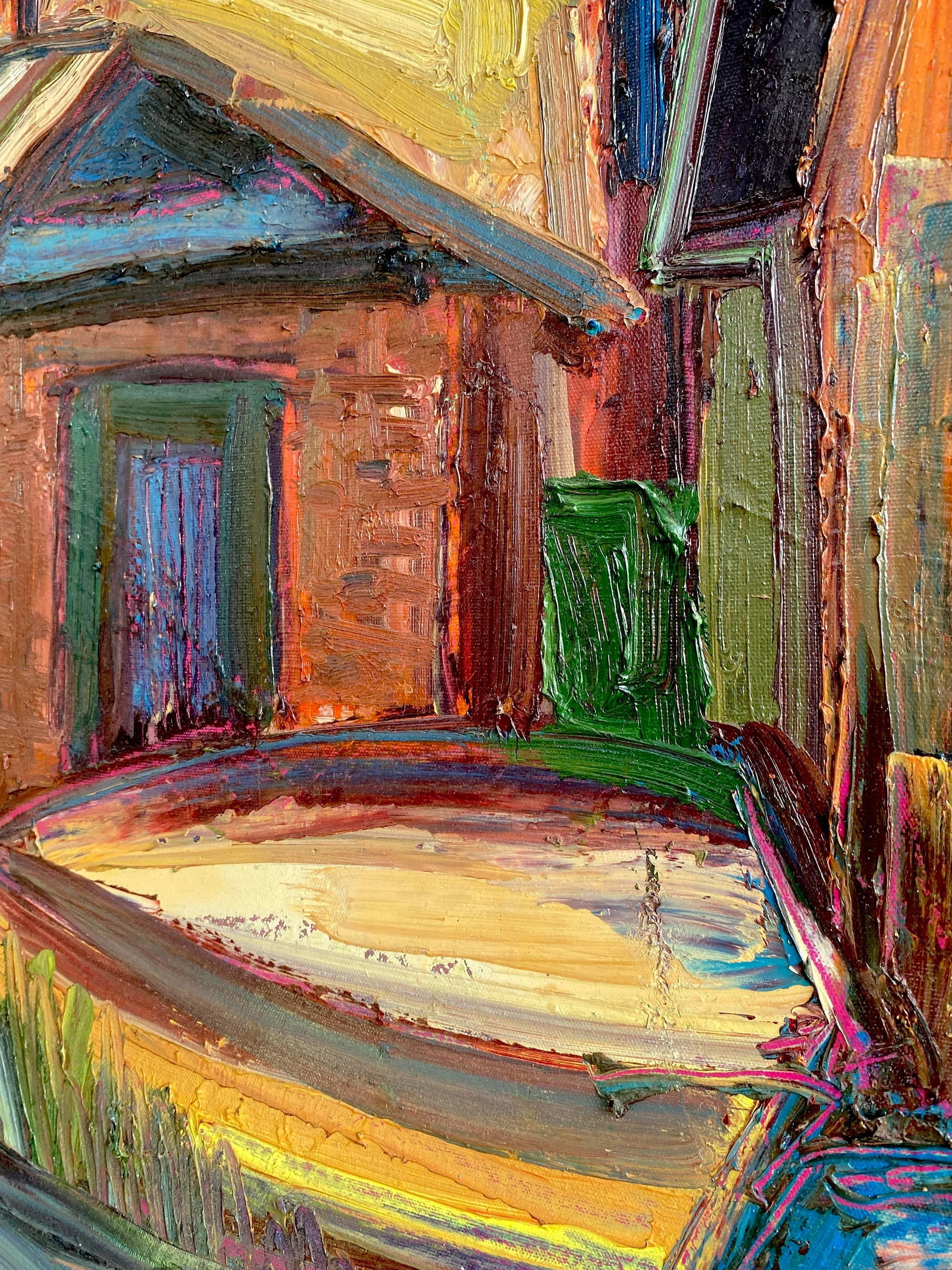 Expressionist Landscape Oil Painting of China Camp with Boats - 7