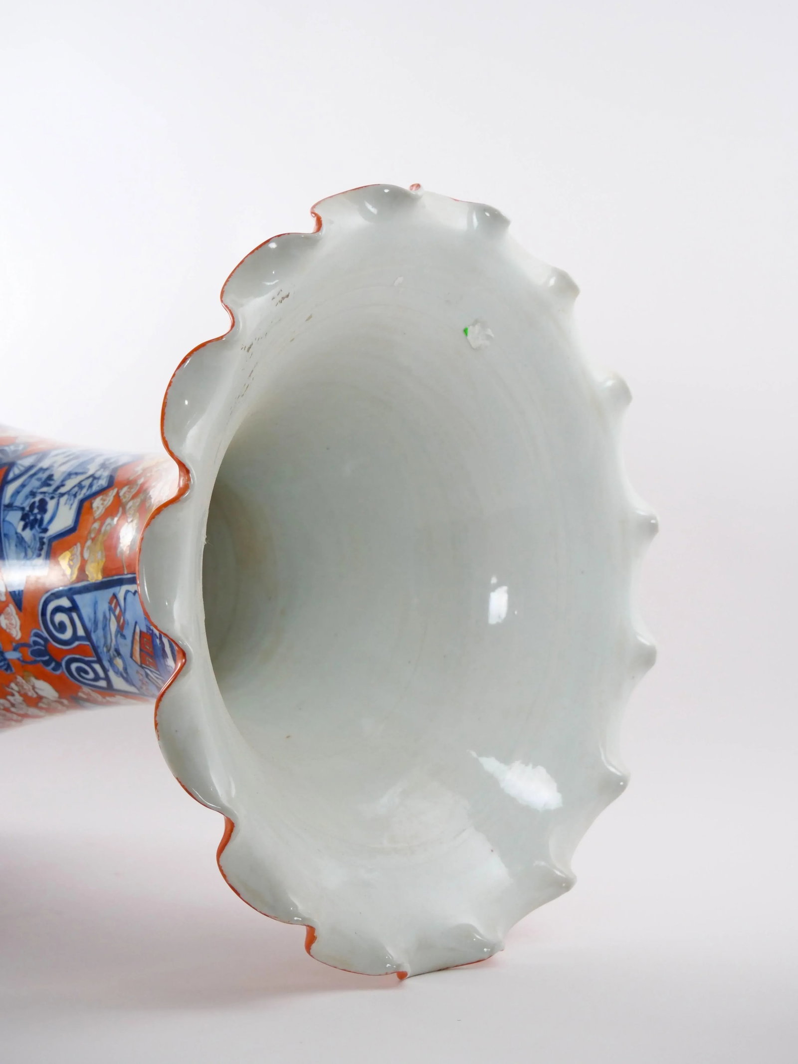 Large Imari Porcelain Flori-Form Trumpet Decorative Floor Vase - 11