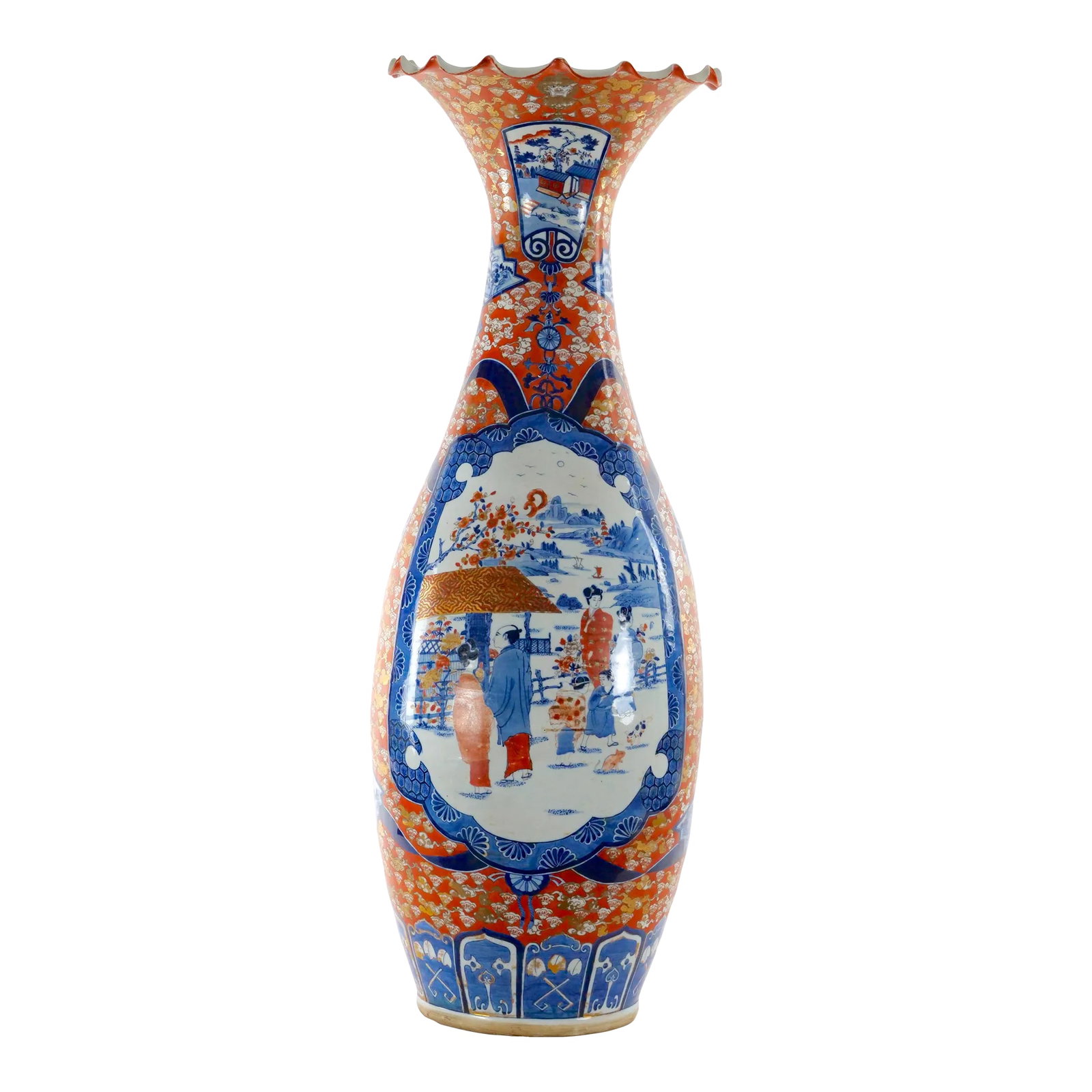 Large Imari Porcelain Flori-Form Trumpet Decorative Floor Vase (1 of 12)